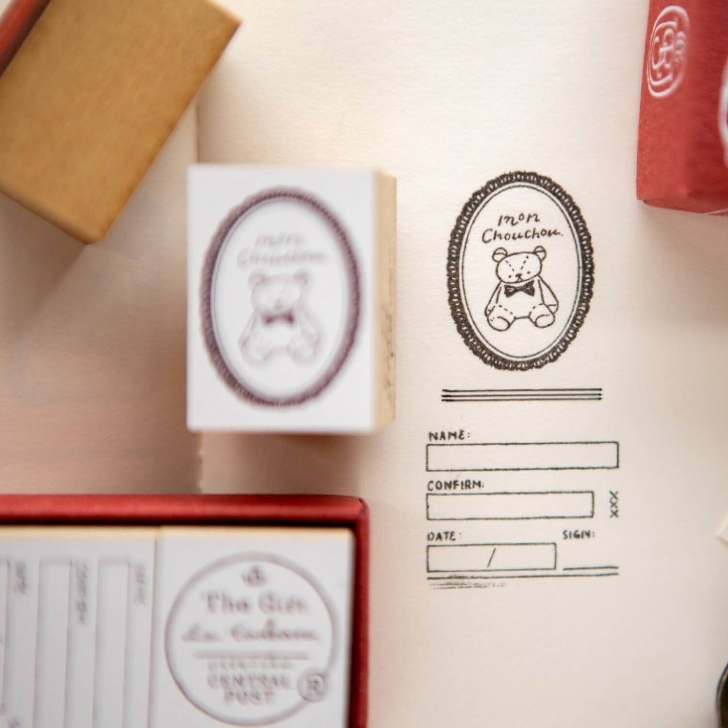 OURS "The Gift" Teddy Rubber Stamp