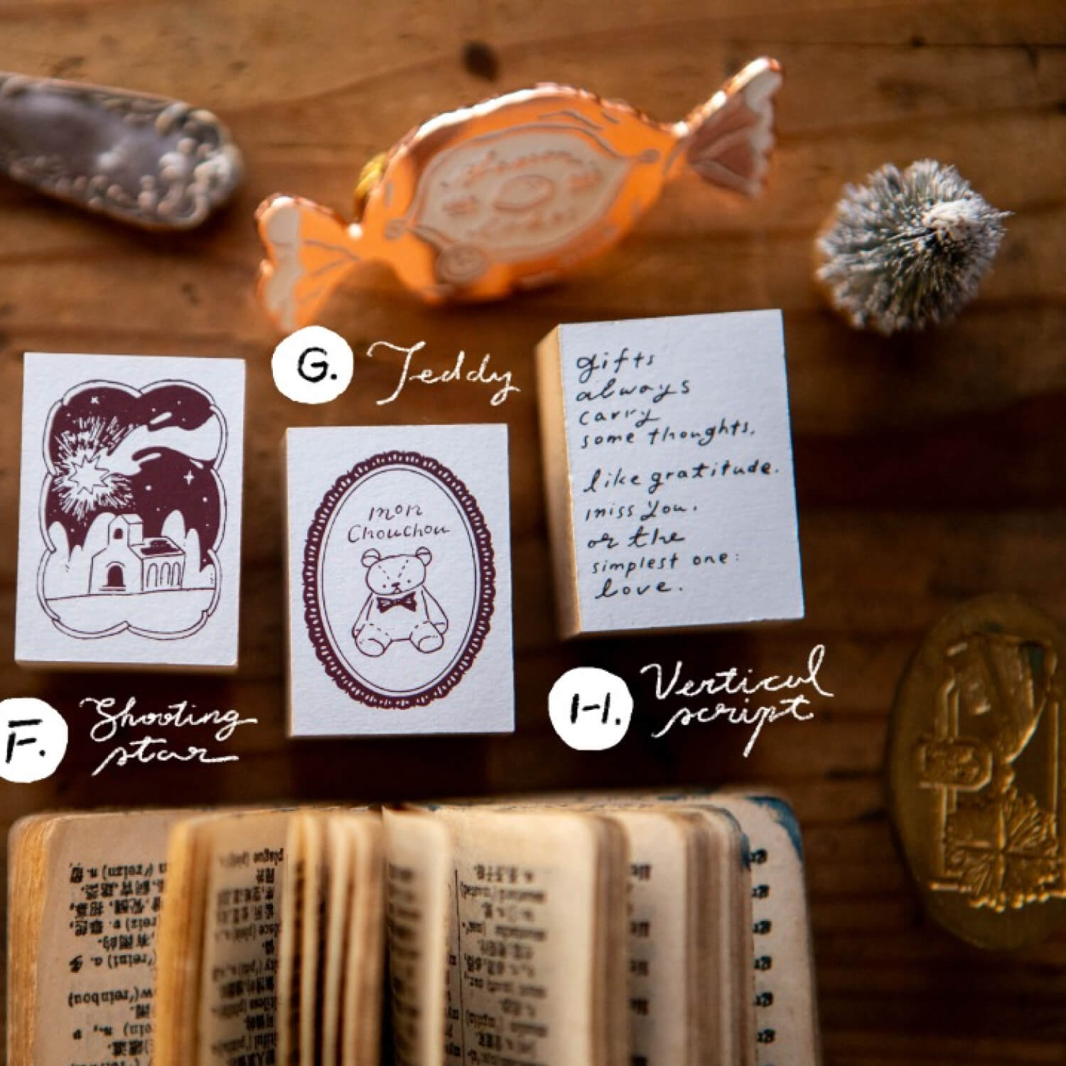 OURS "The Gift" Vertical Script Rubber Stamp