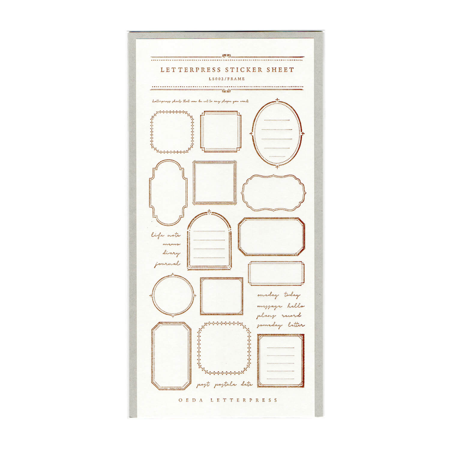 Oeda Letterpress Frame Pattern Sticker Sheet