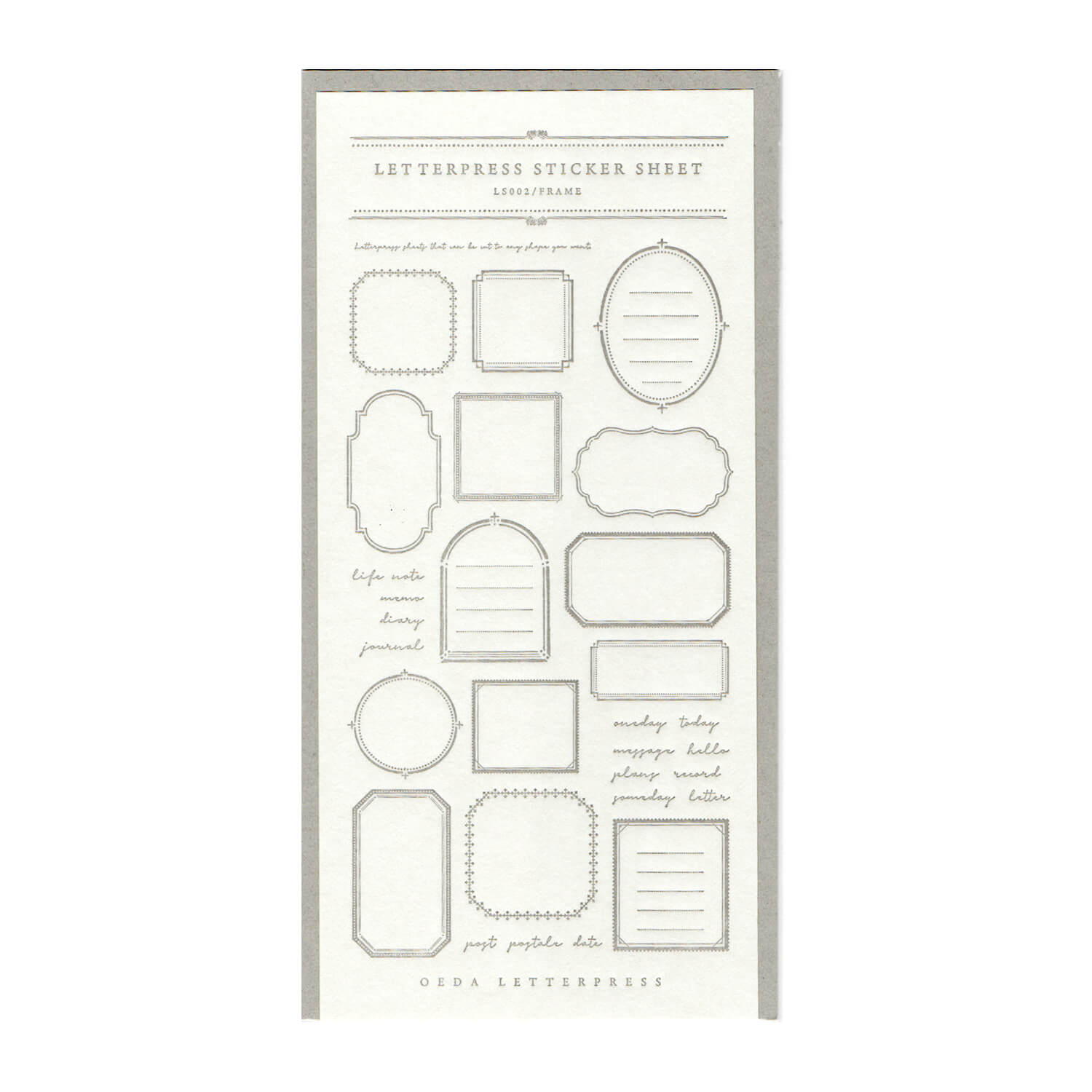 Oeda Letterpress Frame Pattern Sticker Sheet