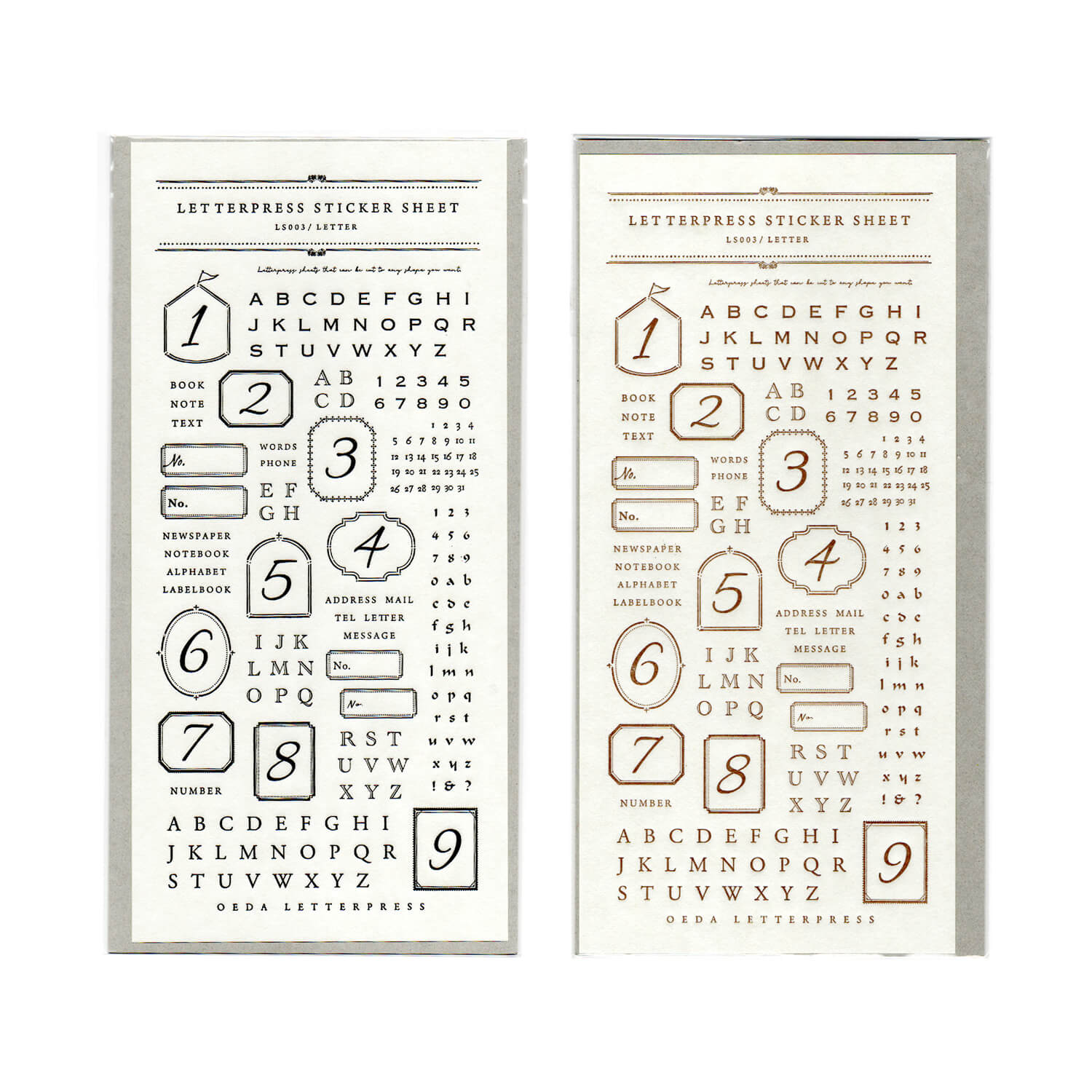 Oeda Letterpress Letter Sticker Sheet