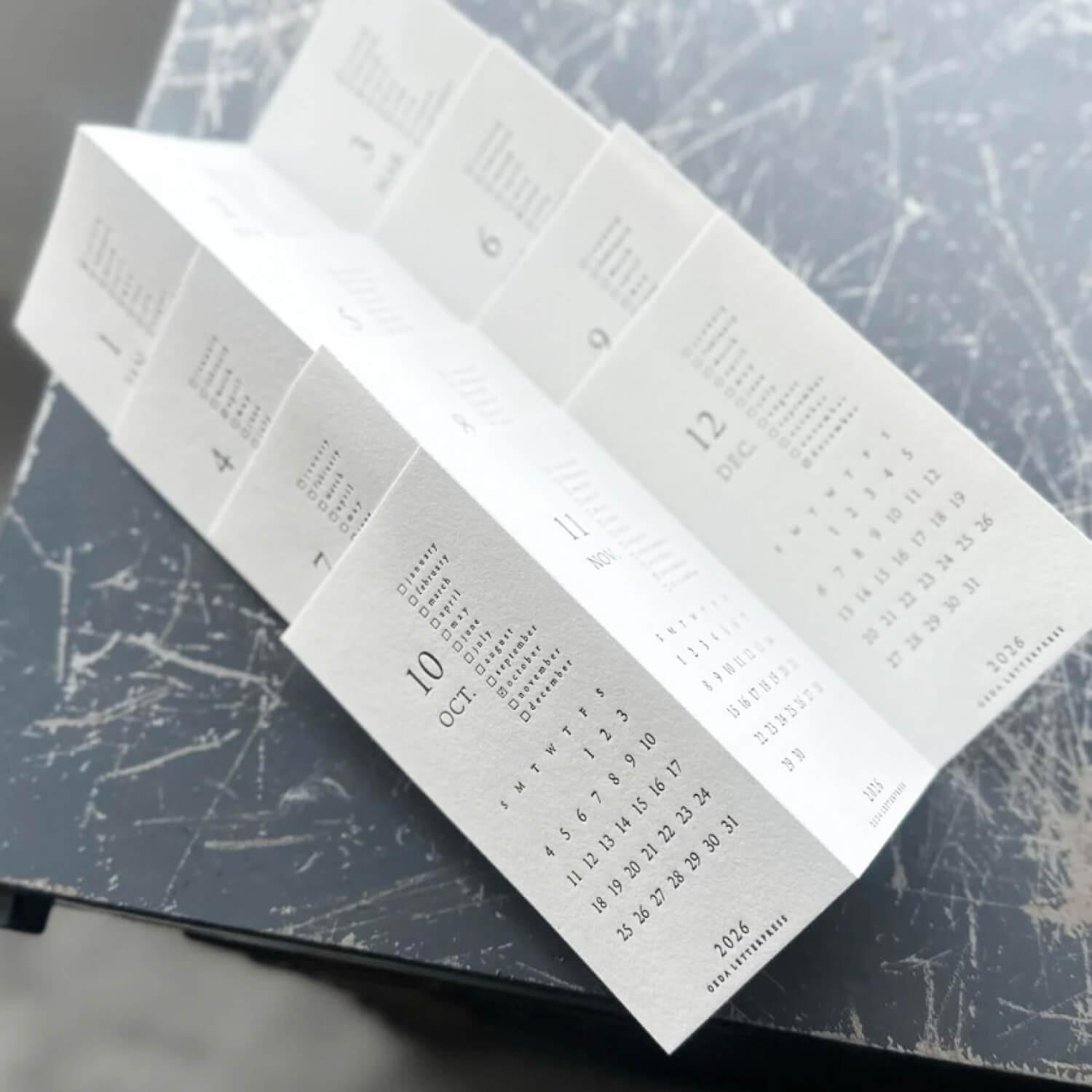Oeda Letterpress Mini Letterpress 2026 Calendar