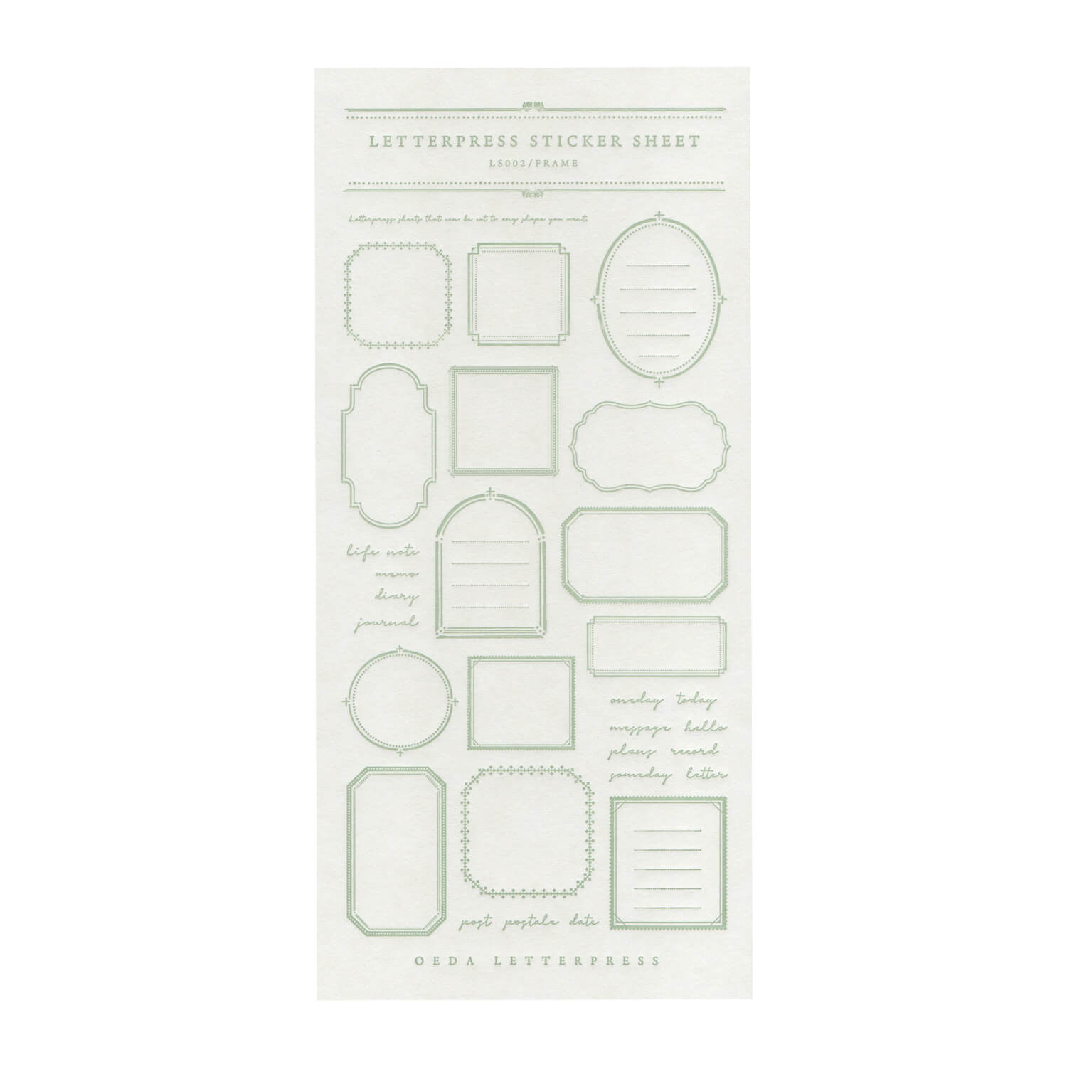 Oeda Letterpress Sticker Sheet - Frame Pattern