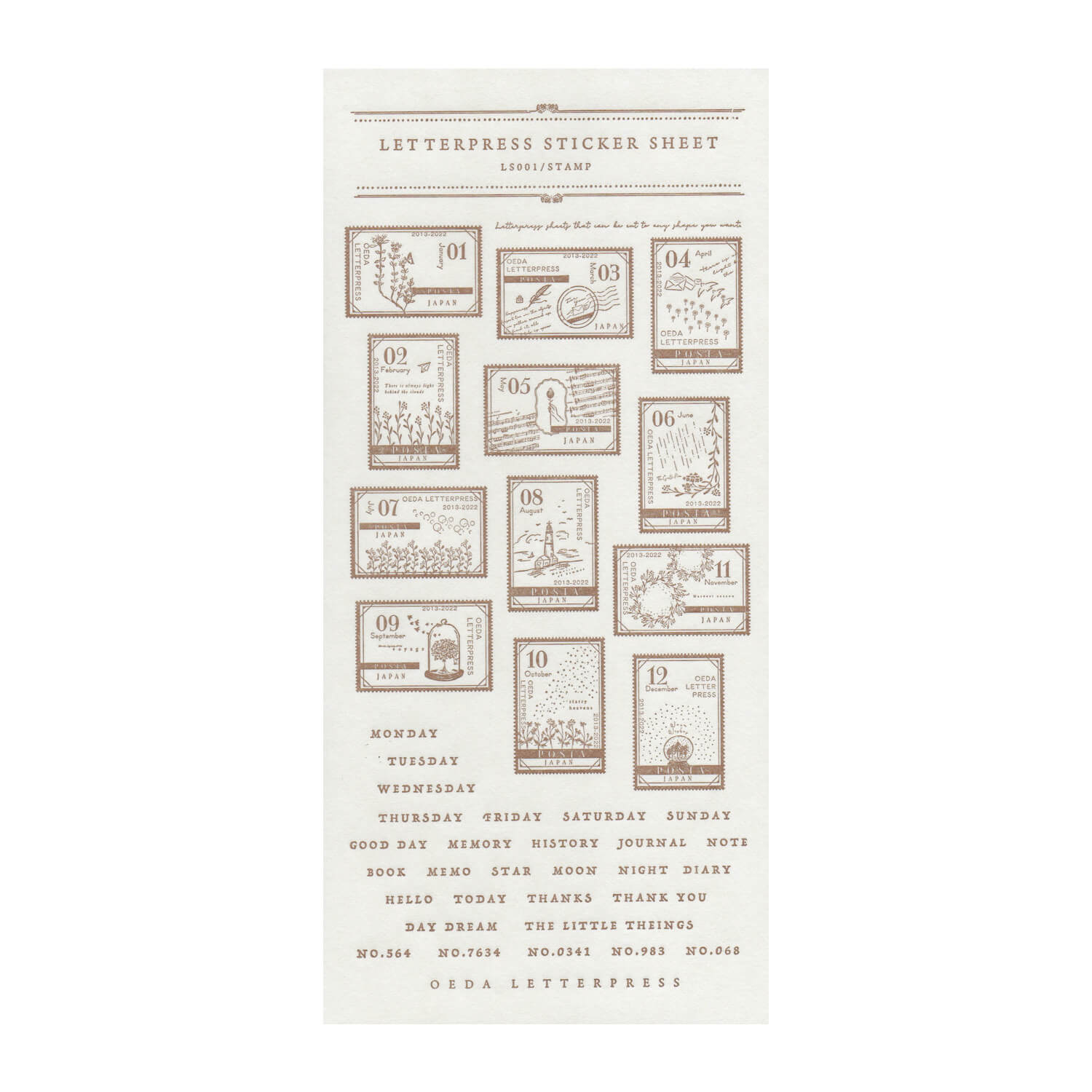 Oeda Letterpress Sticker Sheet - Postage Number