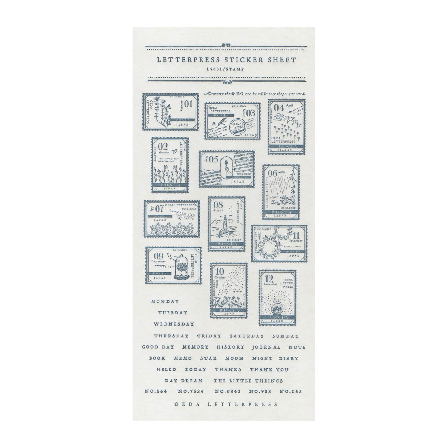 Oeda Letterpress Sticker Sheet - Postage Number