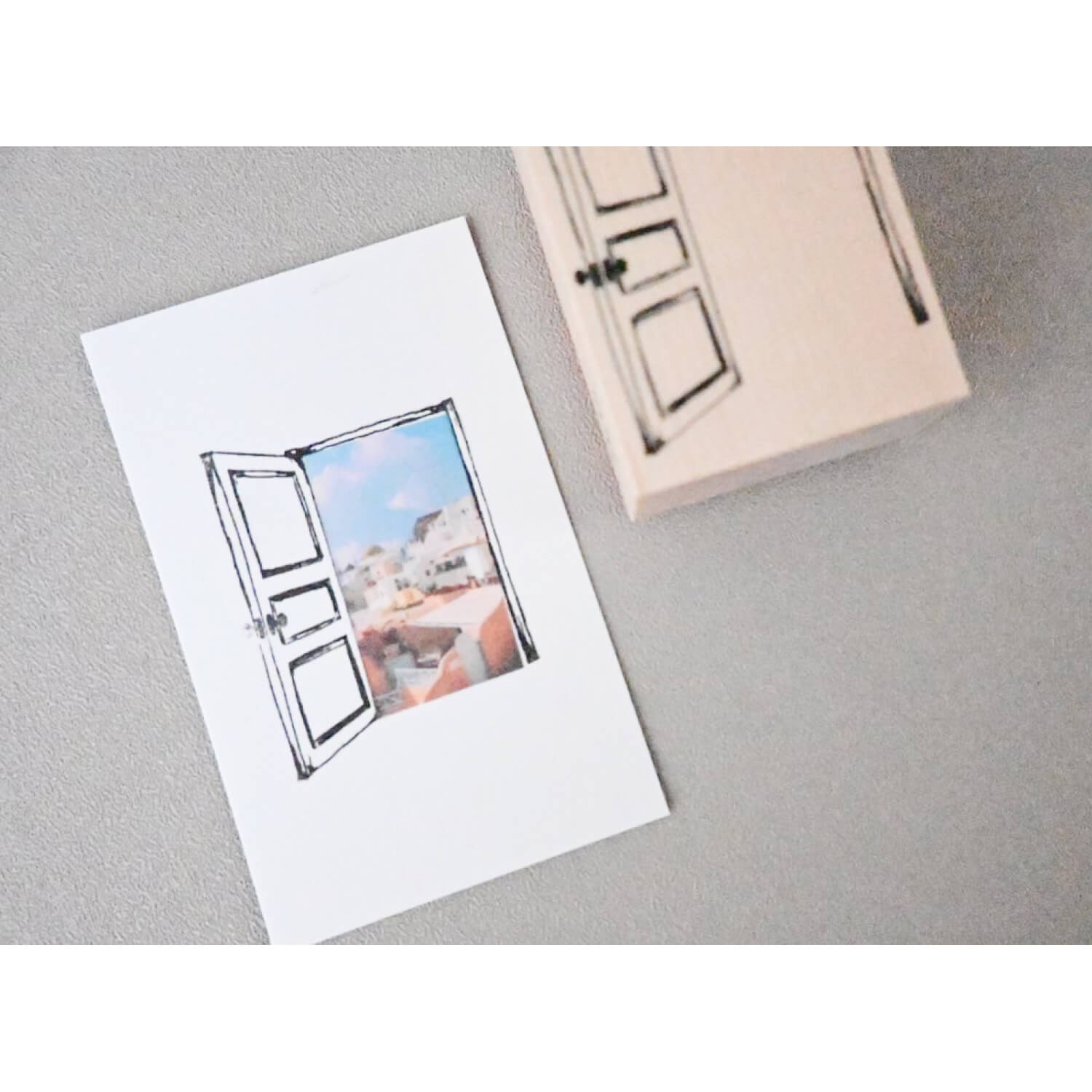 Open Door Rubber Stamp