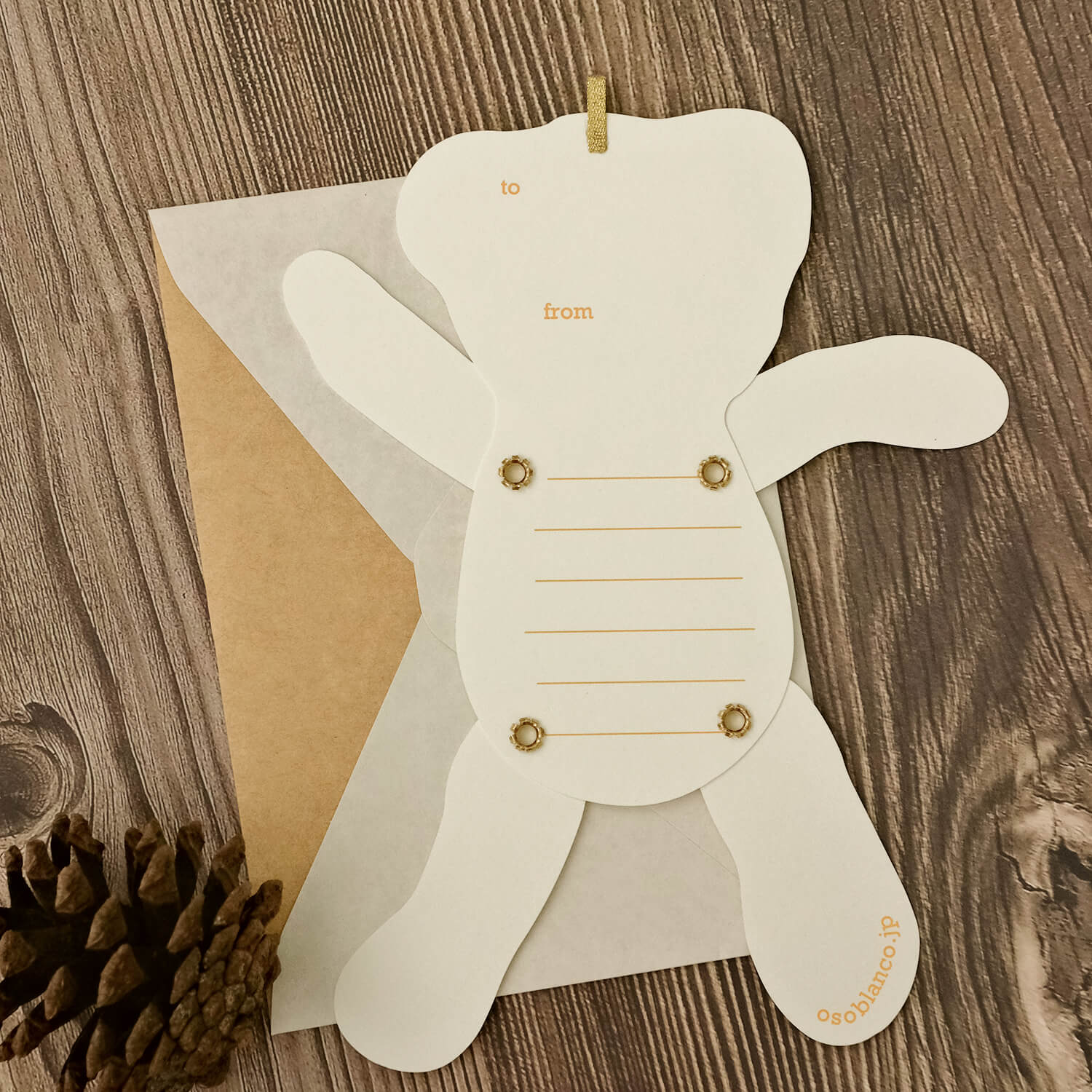 Osoblanco Articulated Bear Card - Yellow