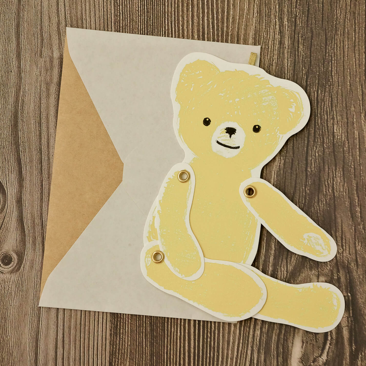 Osoblanco Articulated Bear Card - Yellow