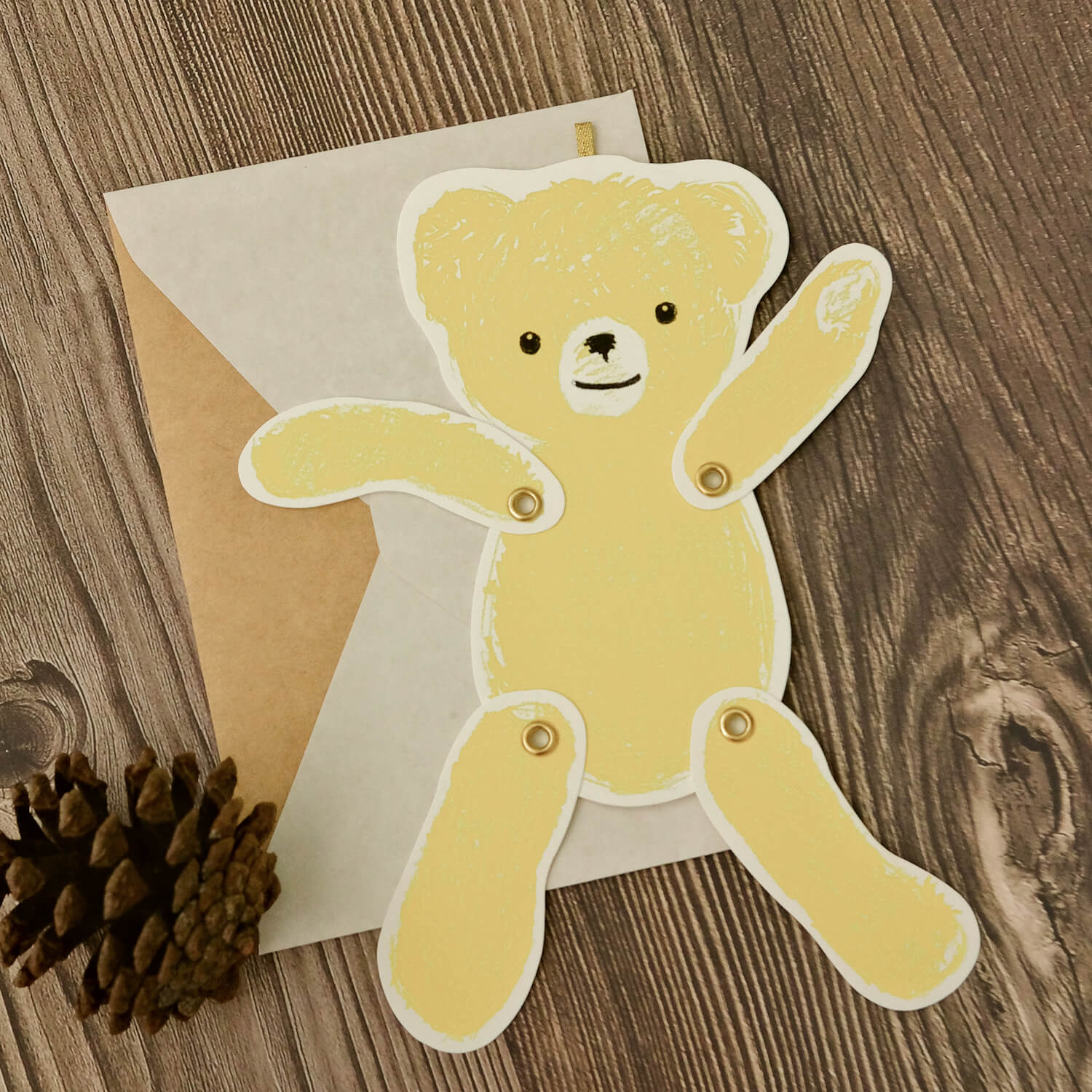 Osoblanco Articulated Bear Card - Yellow