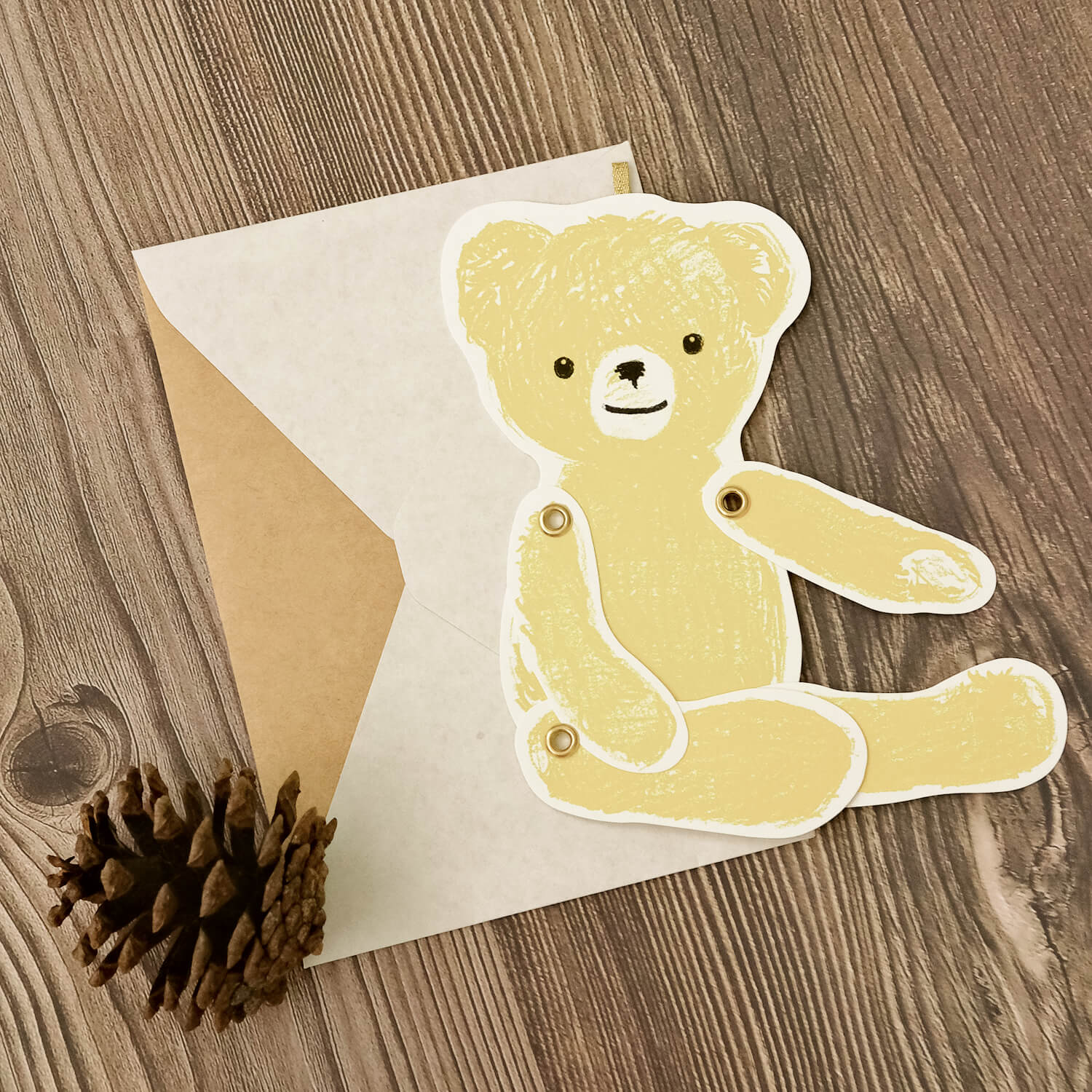Osoblanco Articulated Bear Card - Yellow