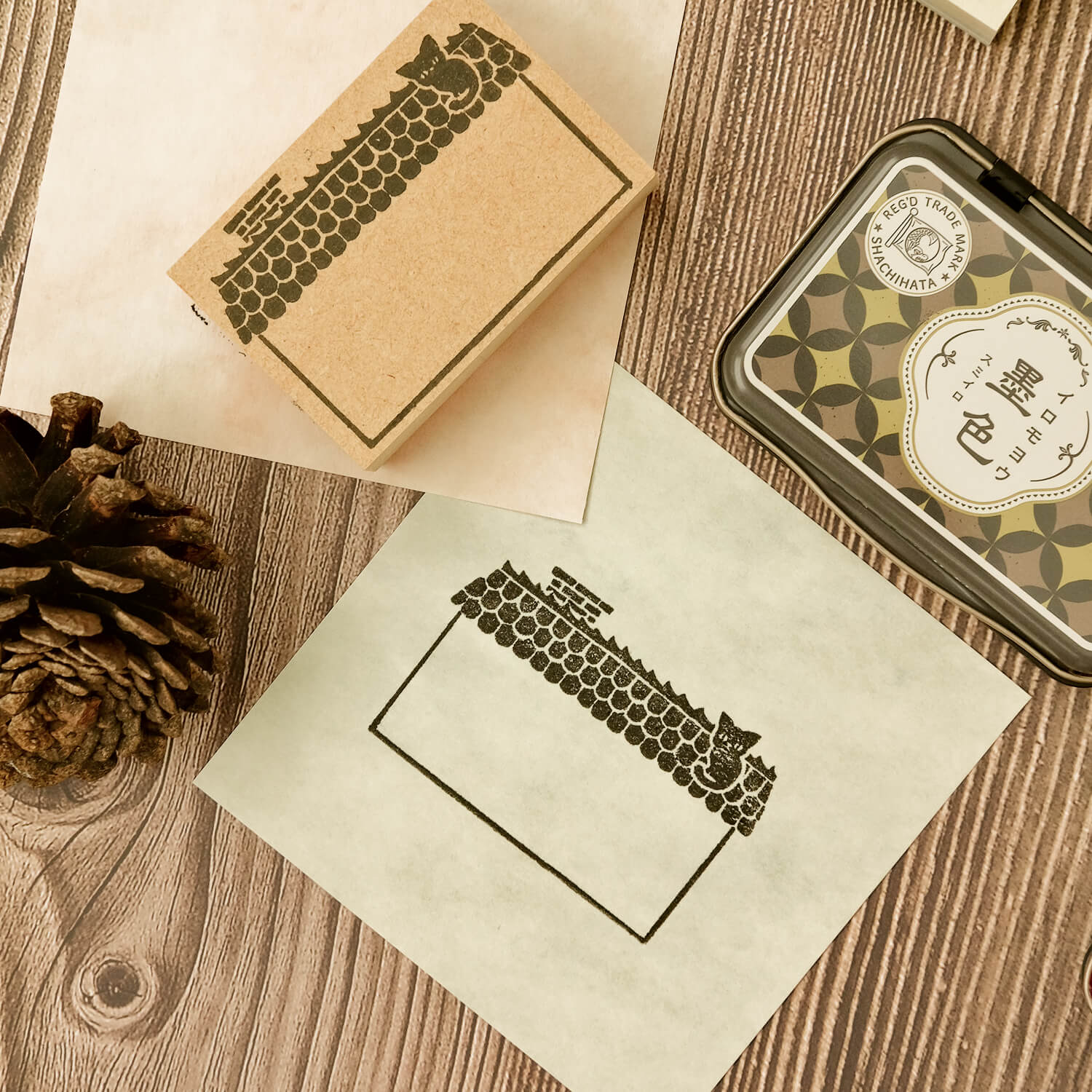 Osoblanco Frame Rubber Stamp - Roof & Cat