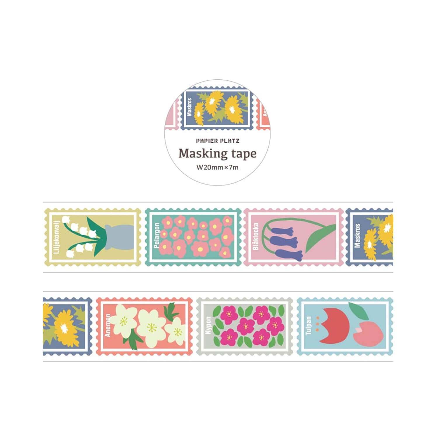 Papier Platz Washi Tape – Flower Stamp