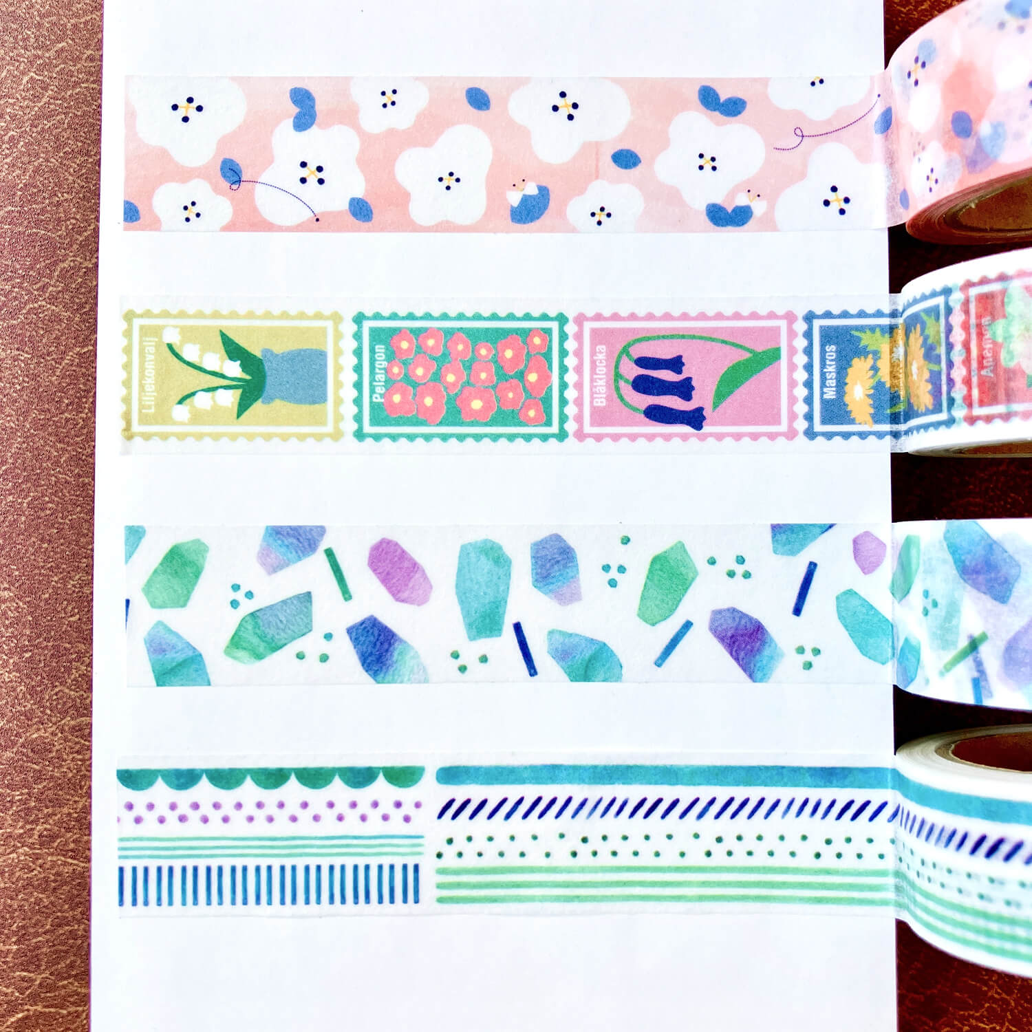 Papier Platz Washi Tape – Flower Stamp