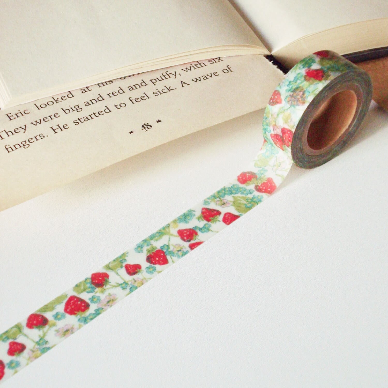 Popo Factory Strawberry Garden Green Masking Tape