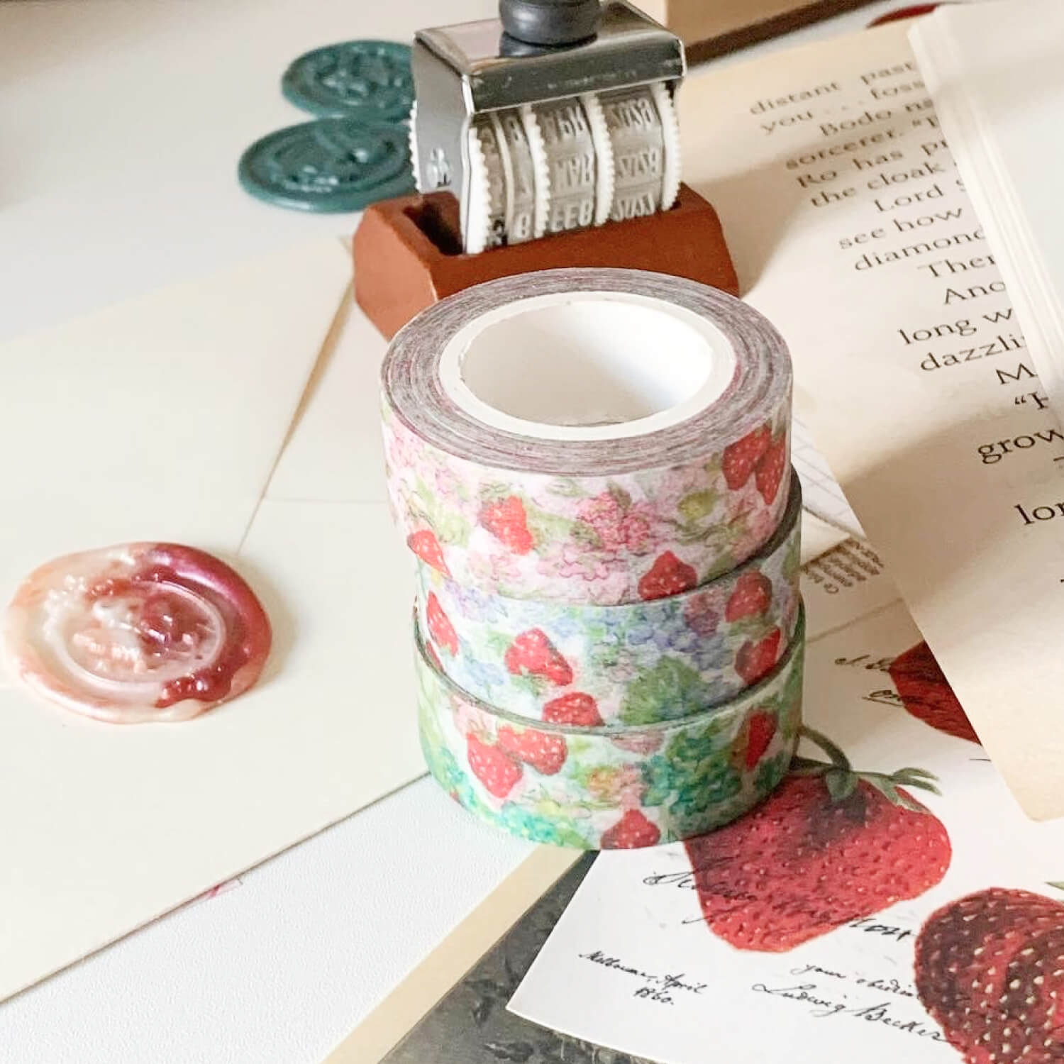 Popo Factory Strawberry Garden Green Masking Tape