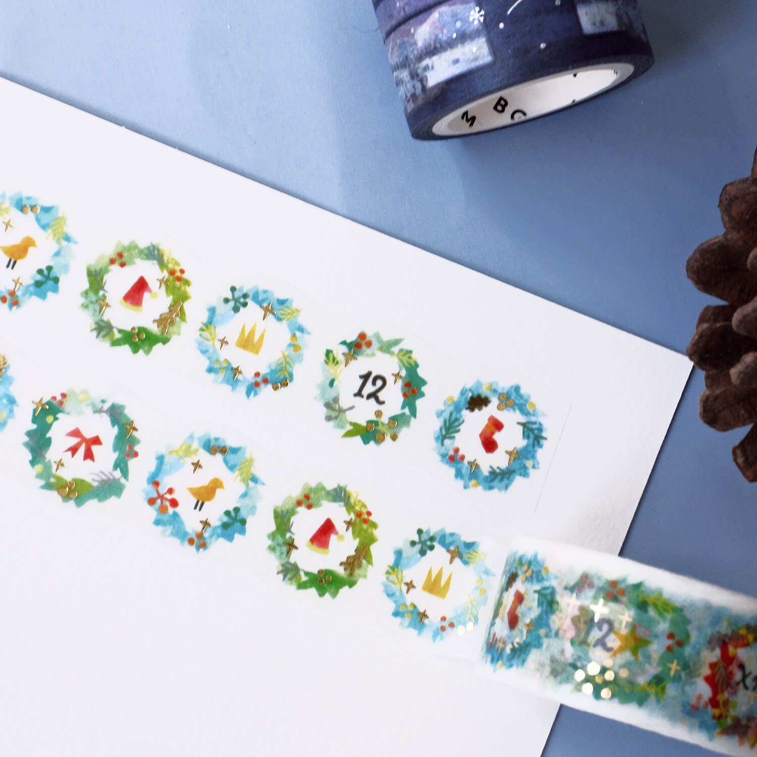 Round Top × Space Craft Masking Tape – Christmas Wreath