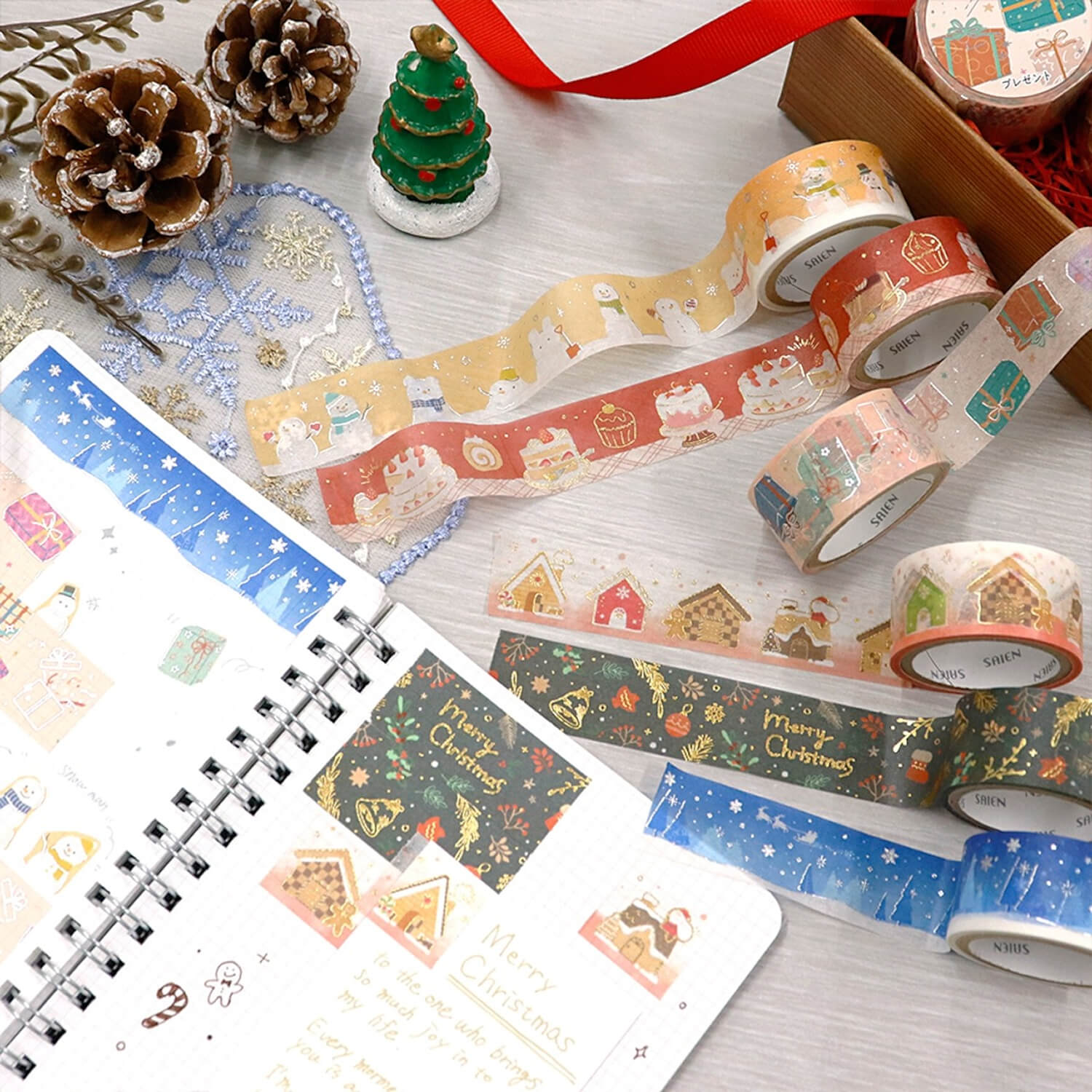 Saien Christmas Foil Masking Tape - Gingerbread House