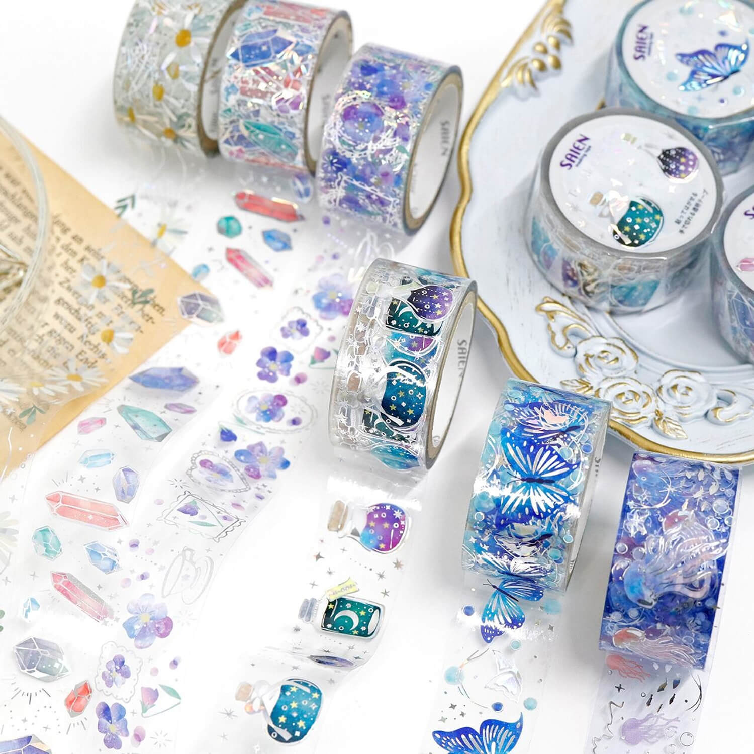 Saien Clear Masking Tape- Nostalgic Series - Starry Sky Bottle