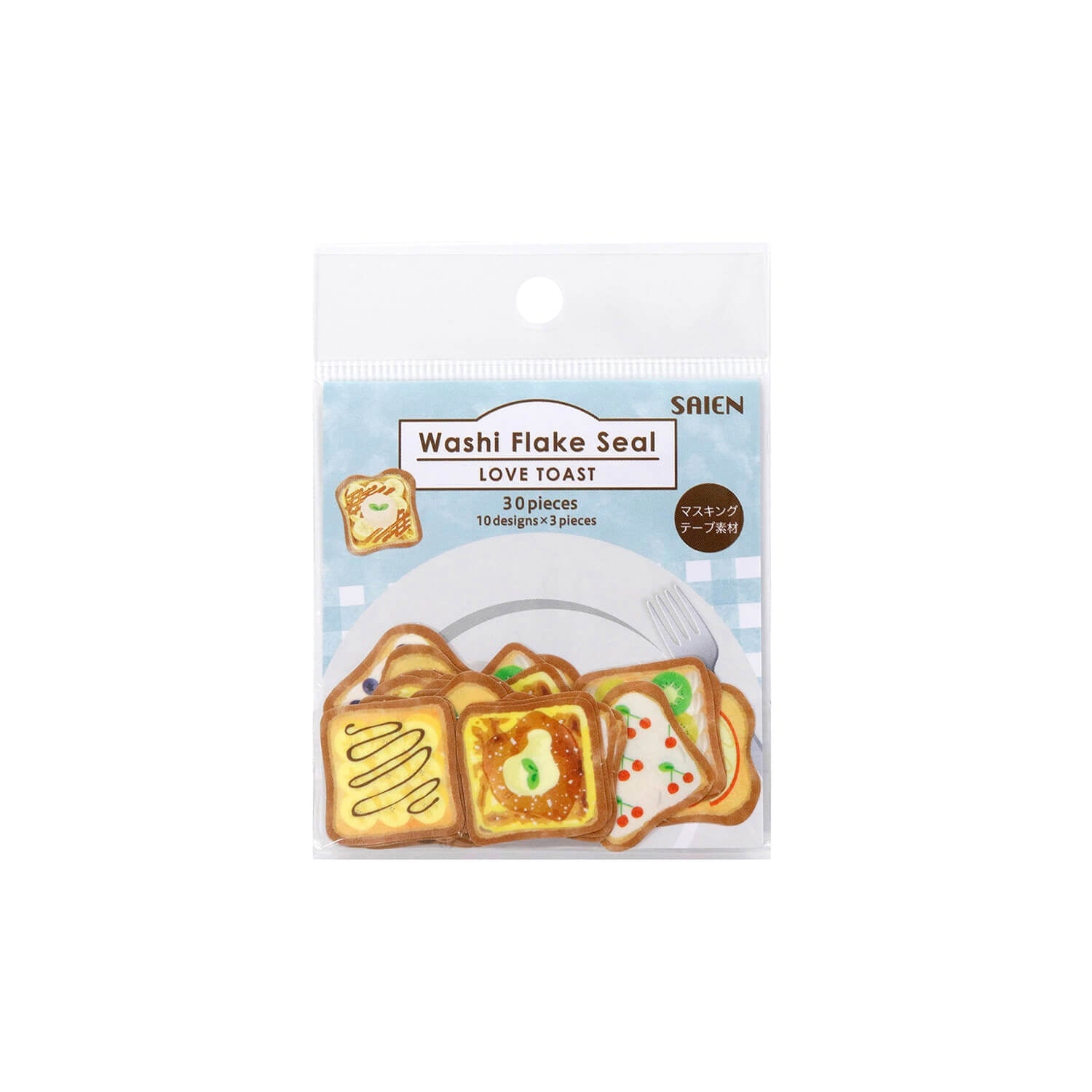 Saien Washi Flake Stickers - Love Toast - Sweets