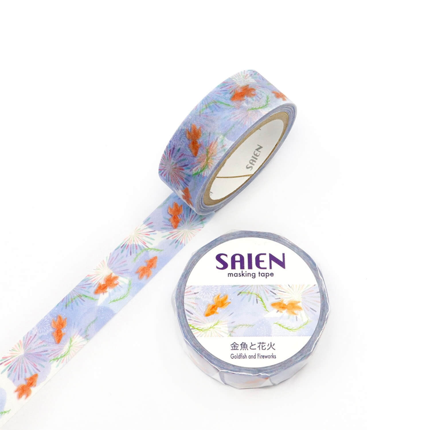 Saien Washi Tape – Goldfish and Fireworks (15 mm)