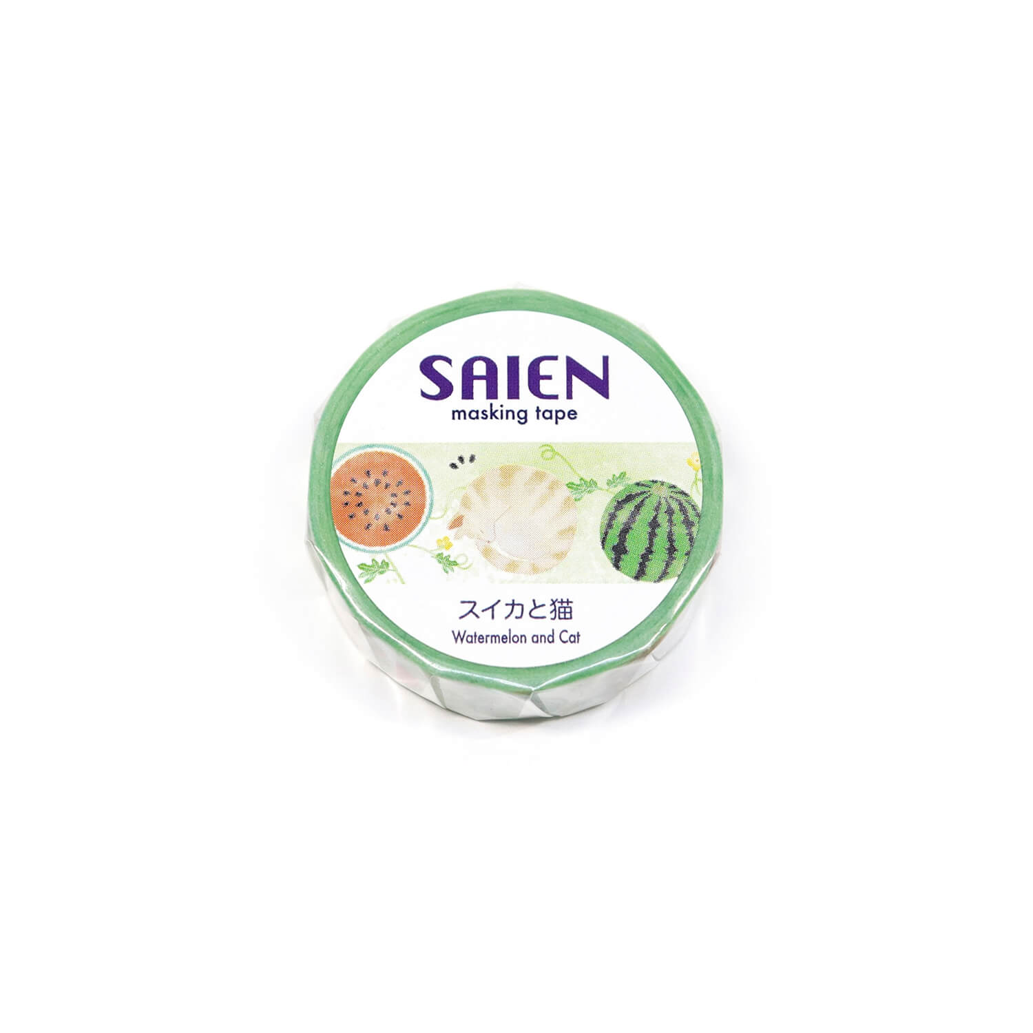 Saien Washi Tape – Watermelon and Cat (15 mm)