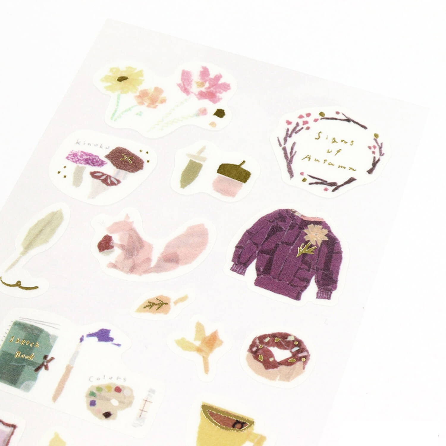 Saien × Miki Tamura Gold Foil Masking Sticker Sheet – Autumn