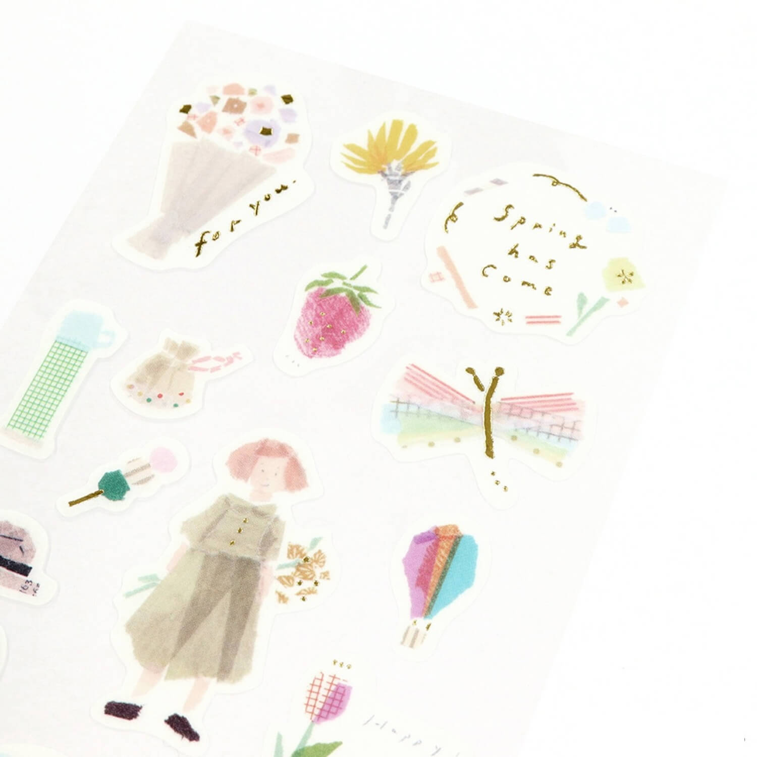 Saien × Miki Tamura Gold Foil Masking Sticker Sheet – Spring