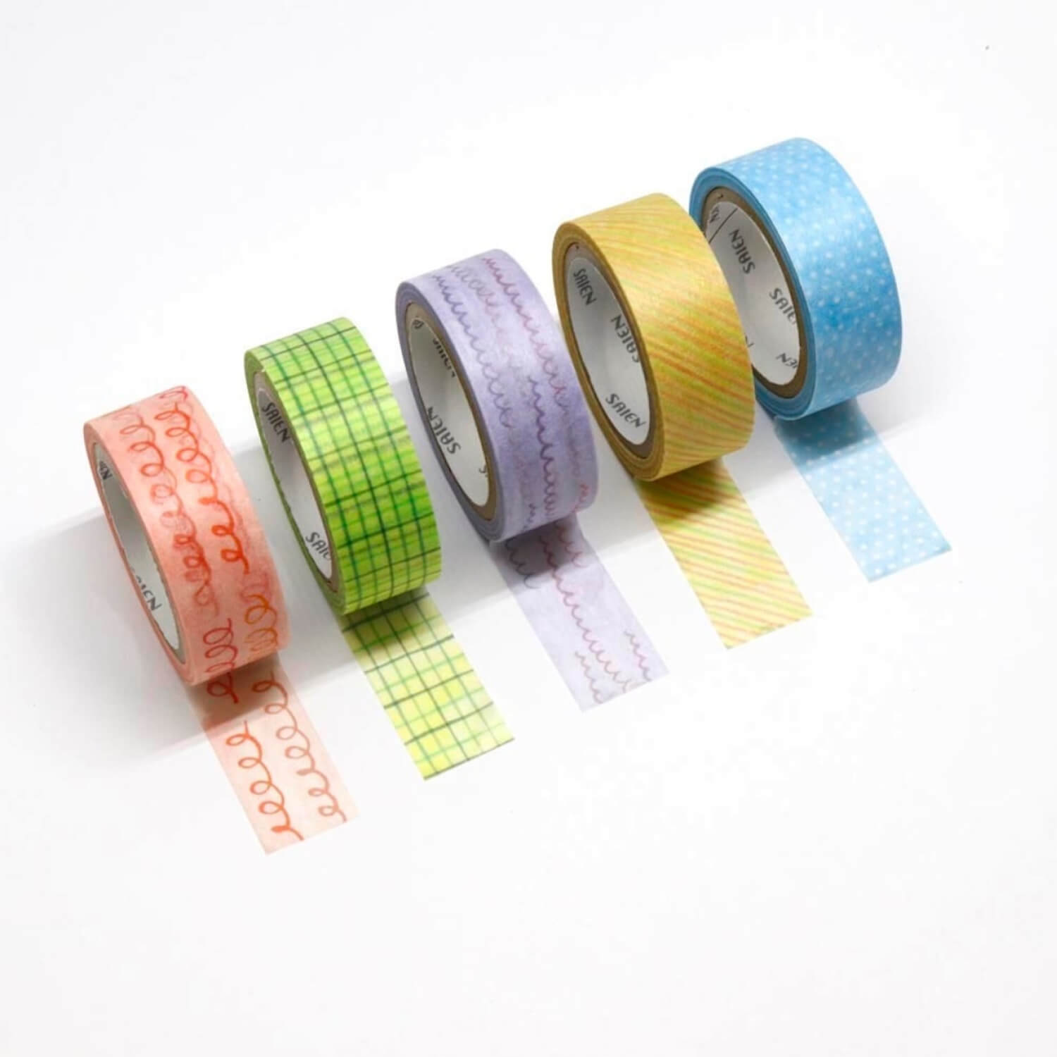 Saien x Miki Tamura Masking Tape Set – Moyou (5 Colors)