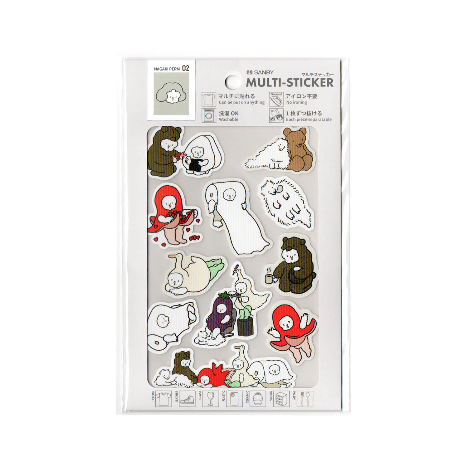 Sanby × Nagaki Perm Washable Sticker Sheet – Life in a Headdress