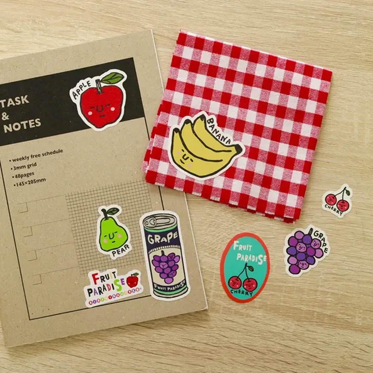 Sanby × RiraRira Hanko Washable Sticker Sheet – Fruit Paradise