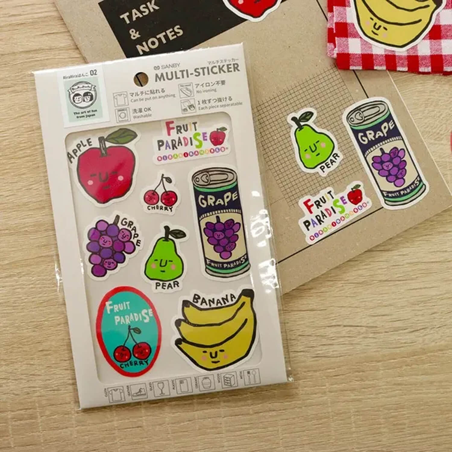 Sanby × RiraRira Hanko Washable Sticker Sheet – Fruit Paradise