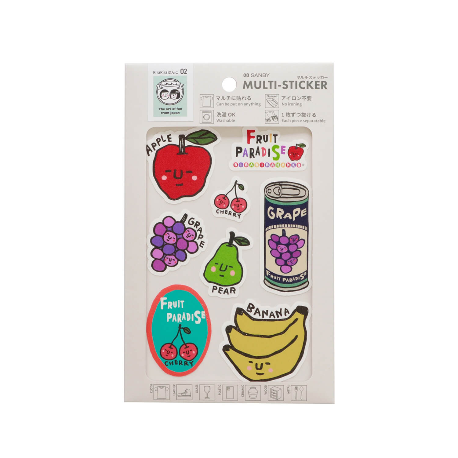 Sanby × RiraRira Hanko Washable Sticker Sheet – Fruit Paradise