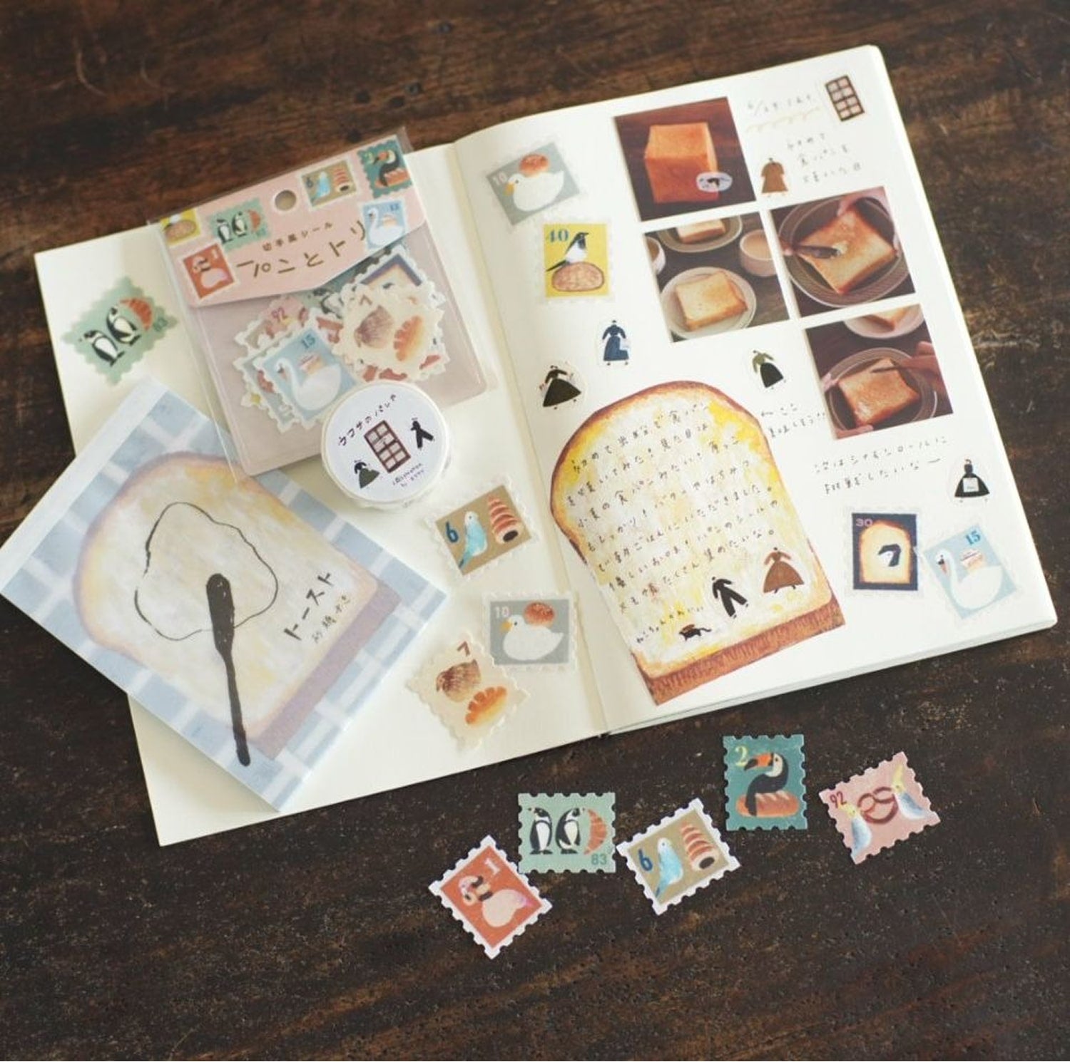 Sato Yuki Flake Stickers - Bread and Birds