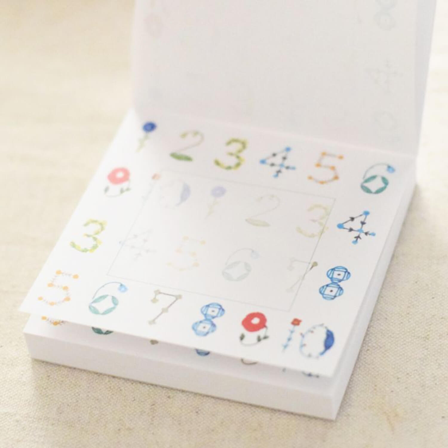 Seitousha Memo Pad – Flower Numbers (Usuai)