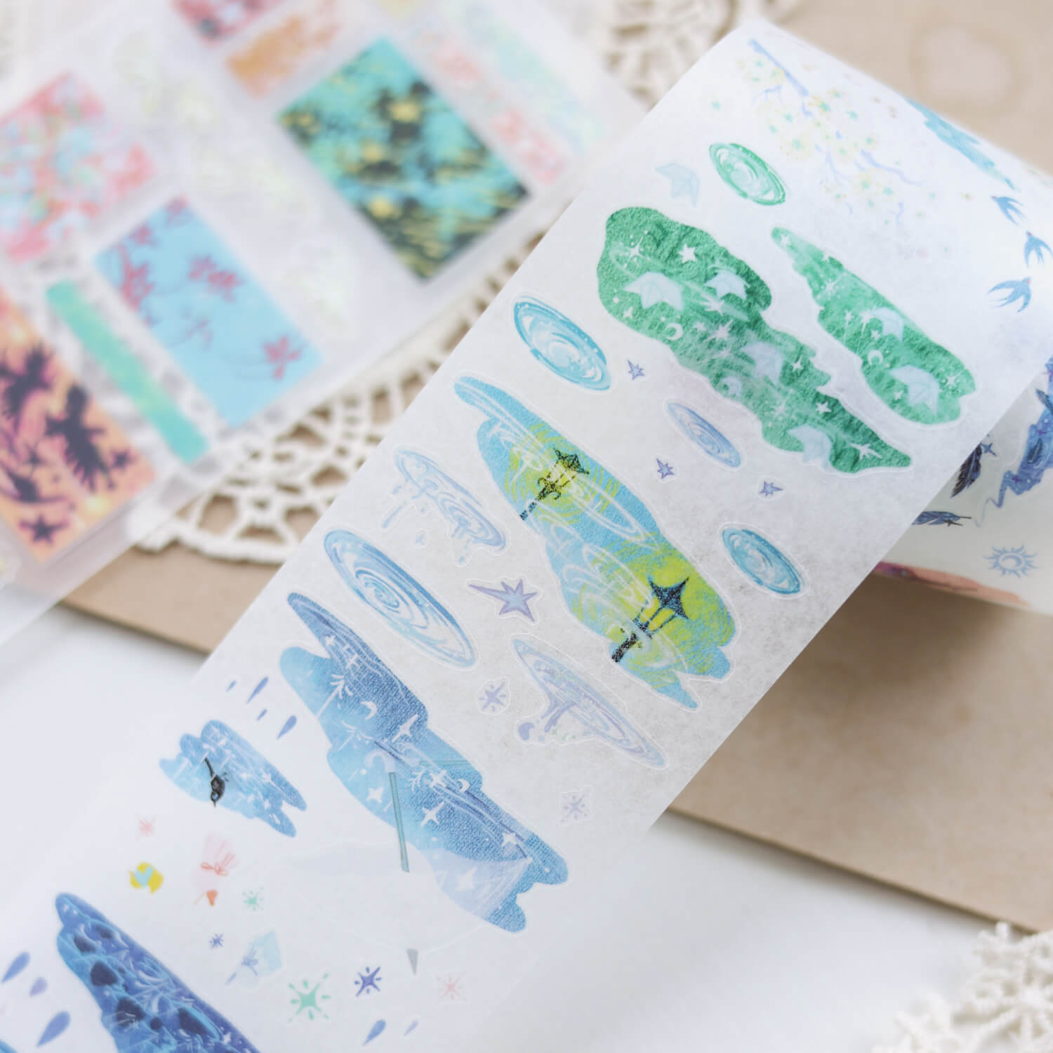 Spare Tide Kiss-Cut Washi Tape – Whispers of Rain and Stars