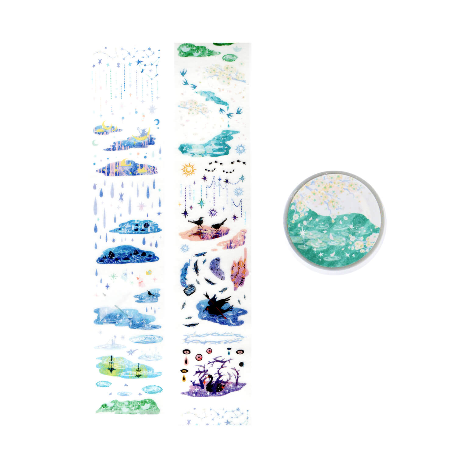 Spare Tide Kiss-Cut Washi Tape – Whispers of Rain and Stars