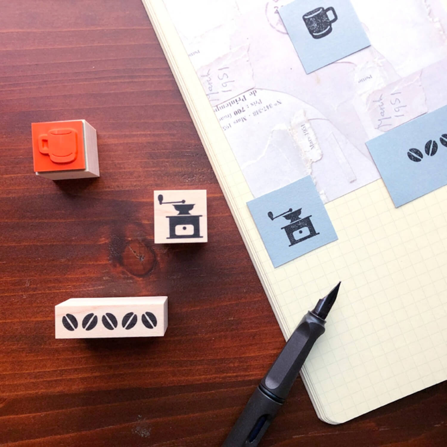 Fukuwake Rubber Stamp Set – Coffee Trio (3 Pieces)