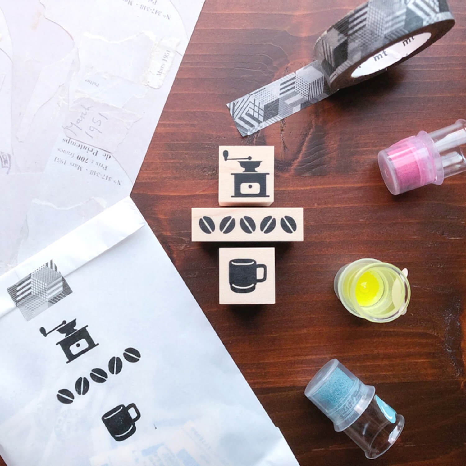 Fukuwake Rubber Stamp Set – Coffee Trio (3 Pieces)