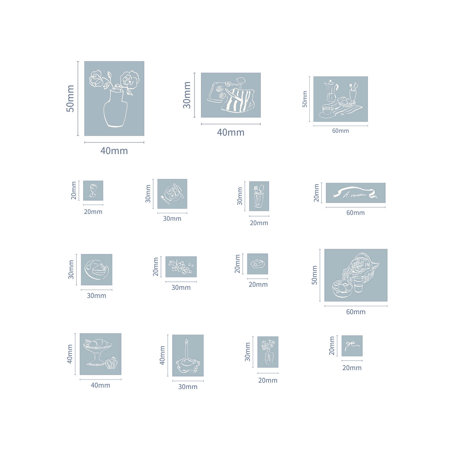 Square Studio Leisure Days Wood Stamp Set (15 Pieces)