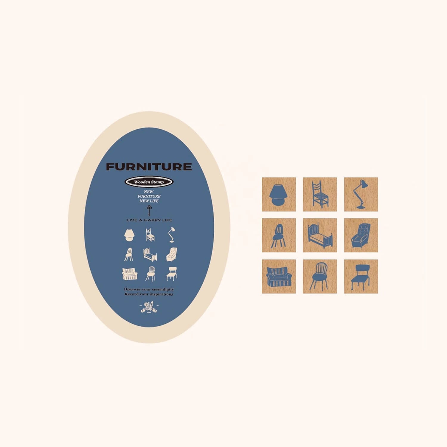 Square Studio Mini Furniture Stamp Set (9 Pieces)