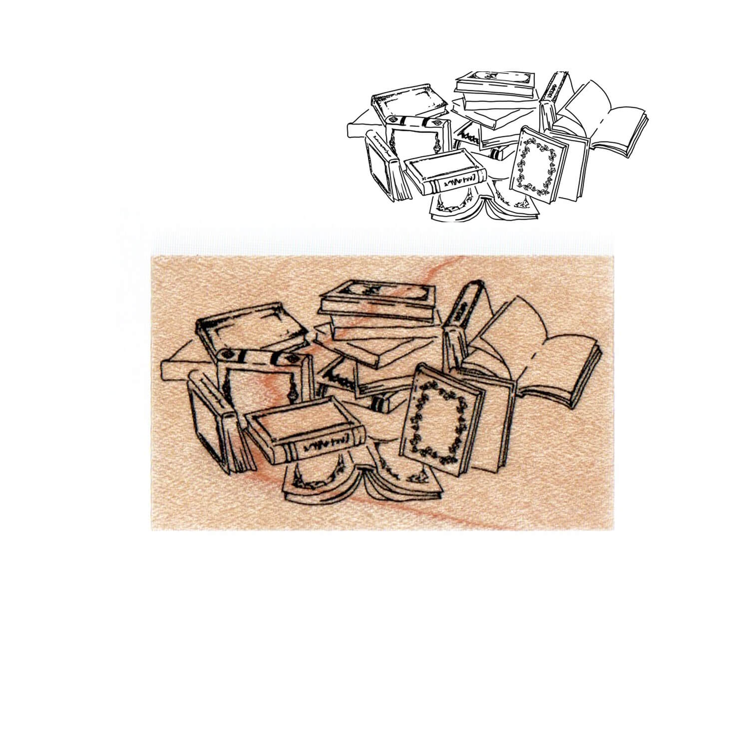 Stack of Books Rubber Stamp