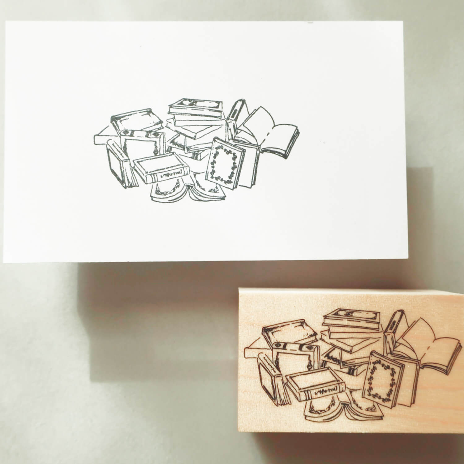 Stack of Books Rubber Stamp