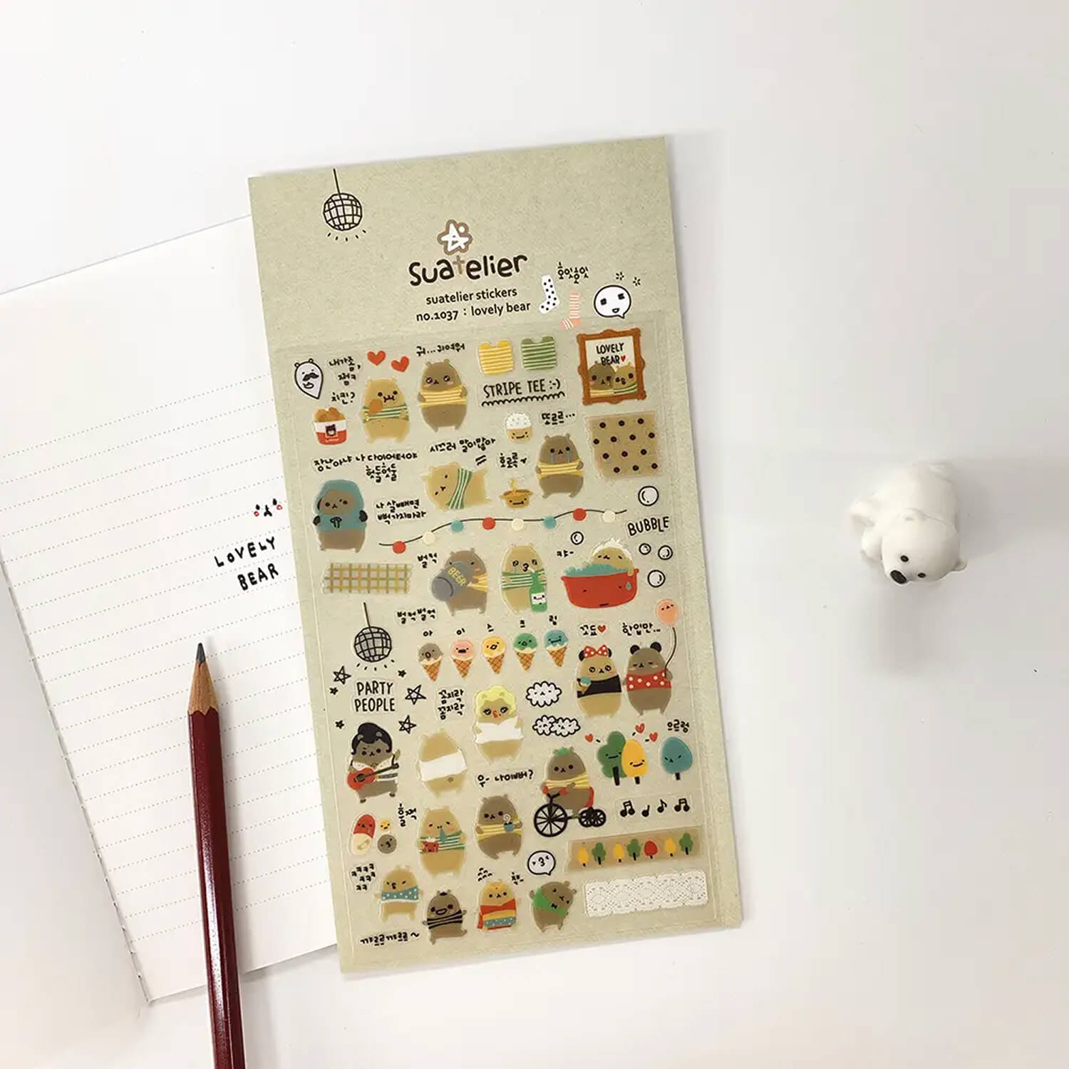 Suatelier Sticker Sheet – Lovely Bear