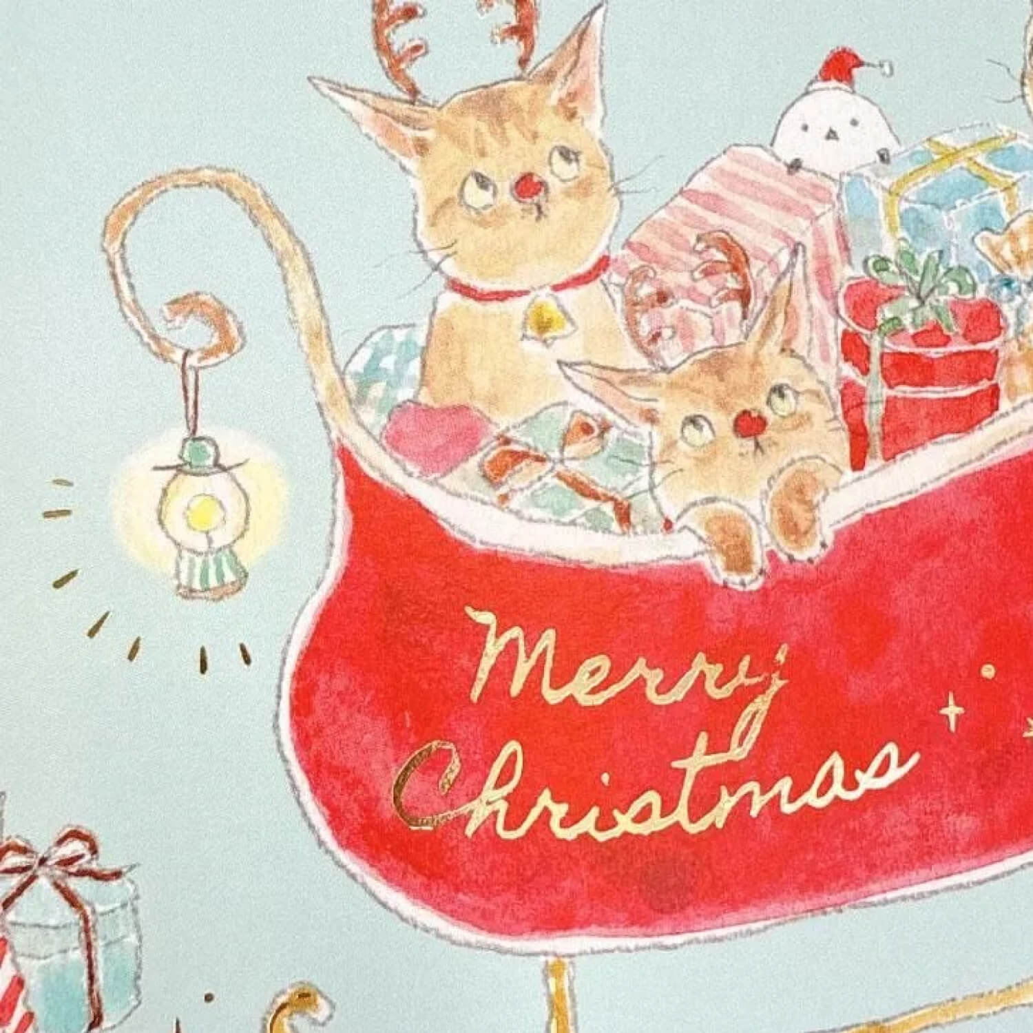 Tocoro Comugi Christmas Postcard – Sleigh Cat