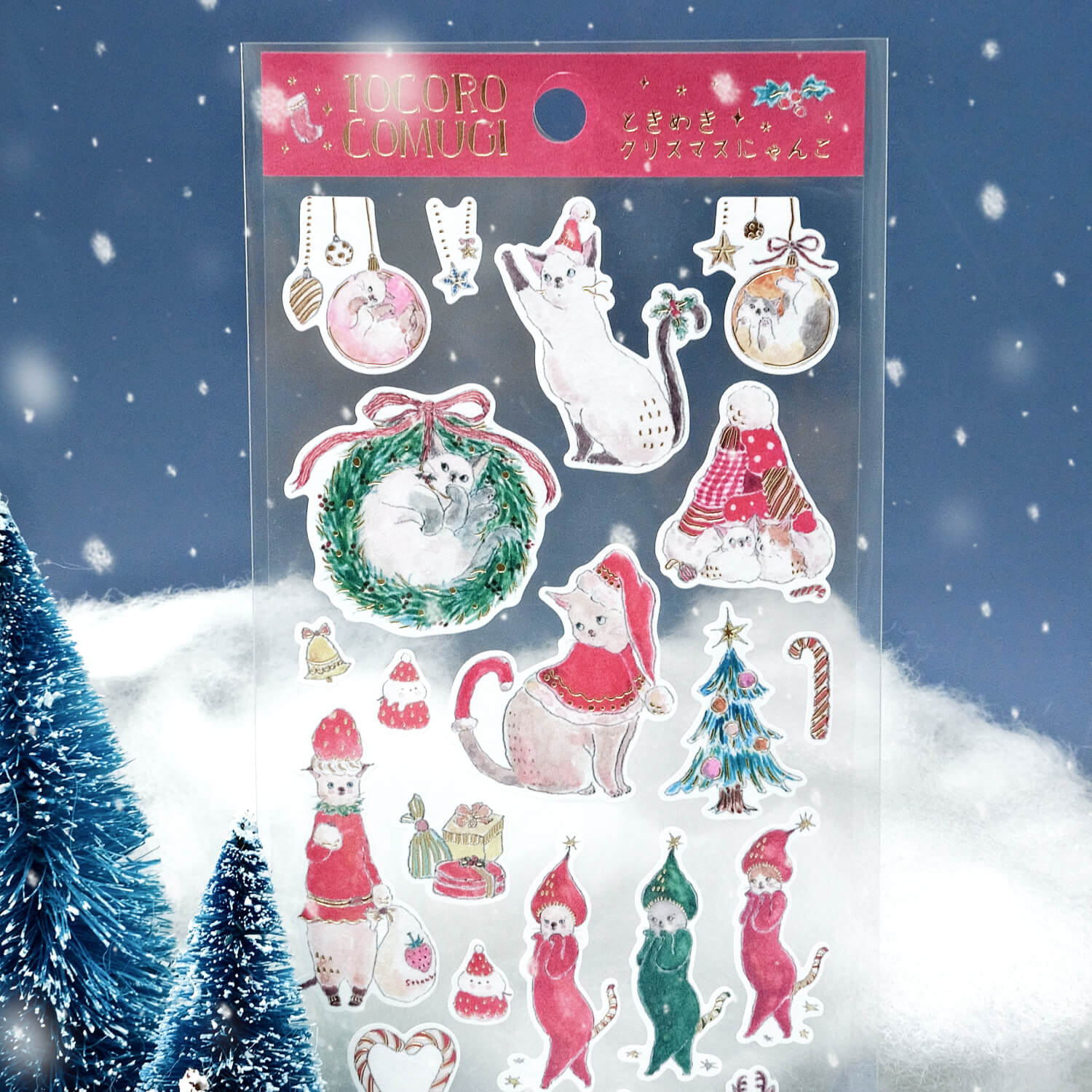 Tocoro Comugi Christmas Stickers – Red