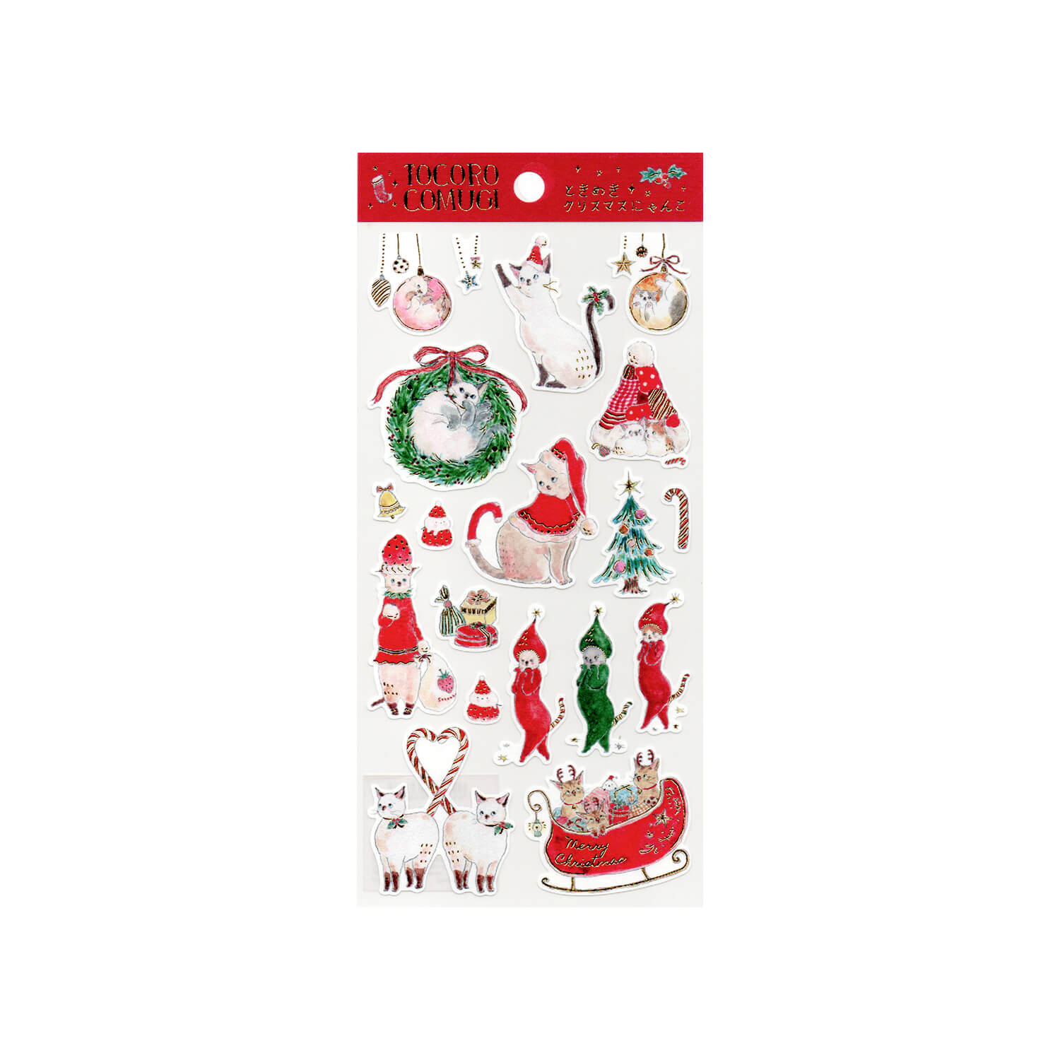 Tocoro Comugi Christmas Stickers – Red