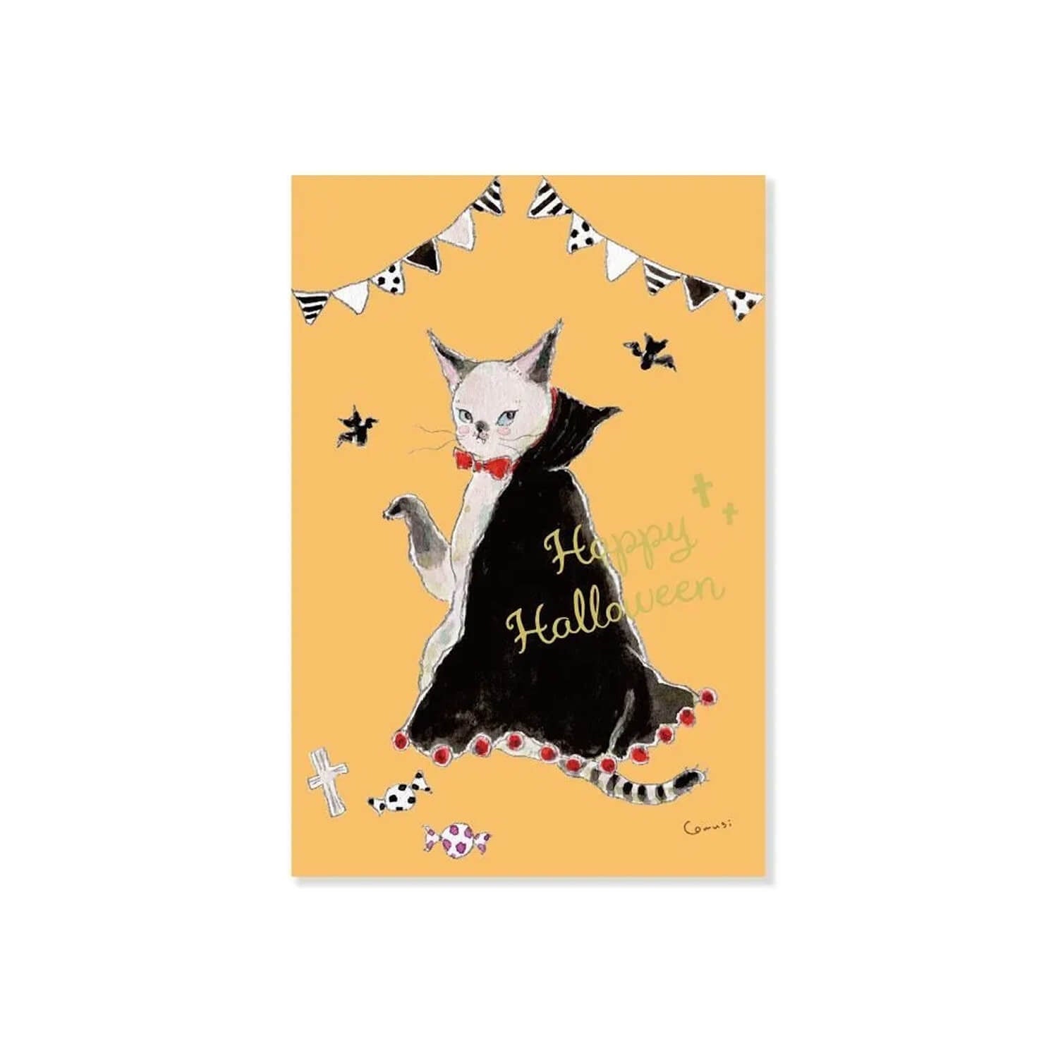 Tocoro Comugi Postcard - Halloween Dracula Cat