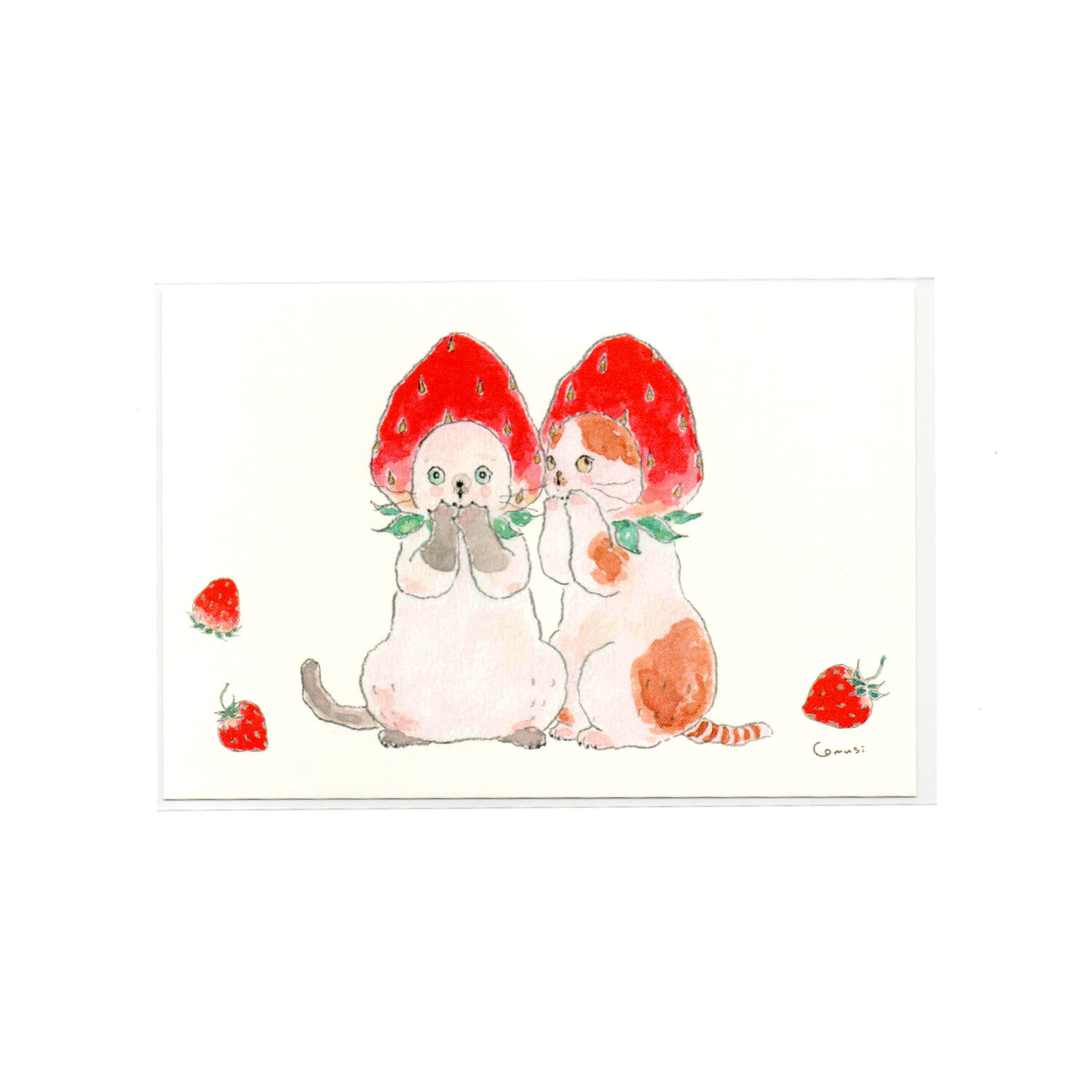 Tocoro Comugi Postcard – Strawberry Cats