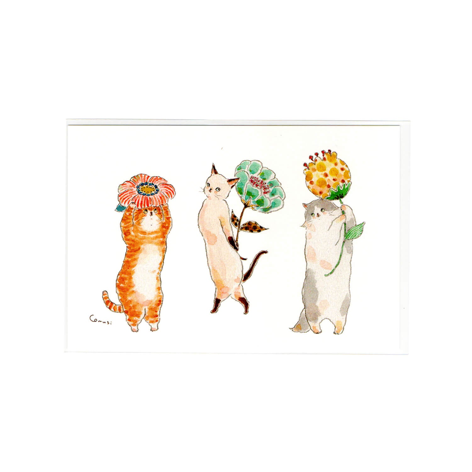 Tocoro Comugi Postcard – Flower Cat