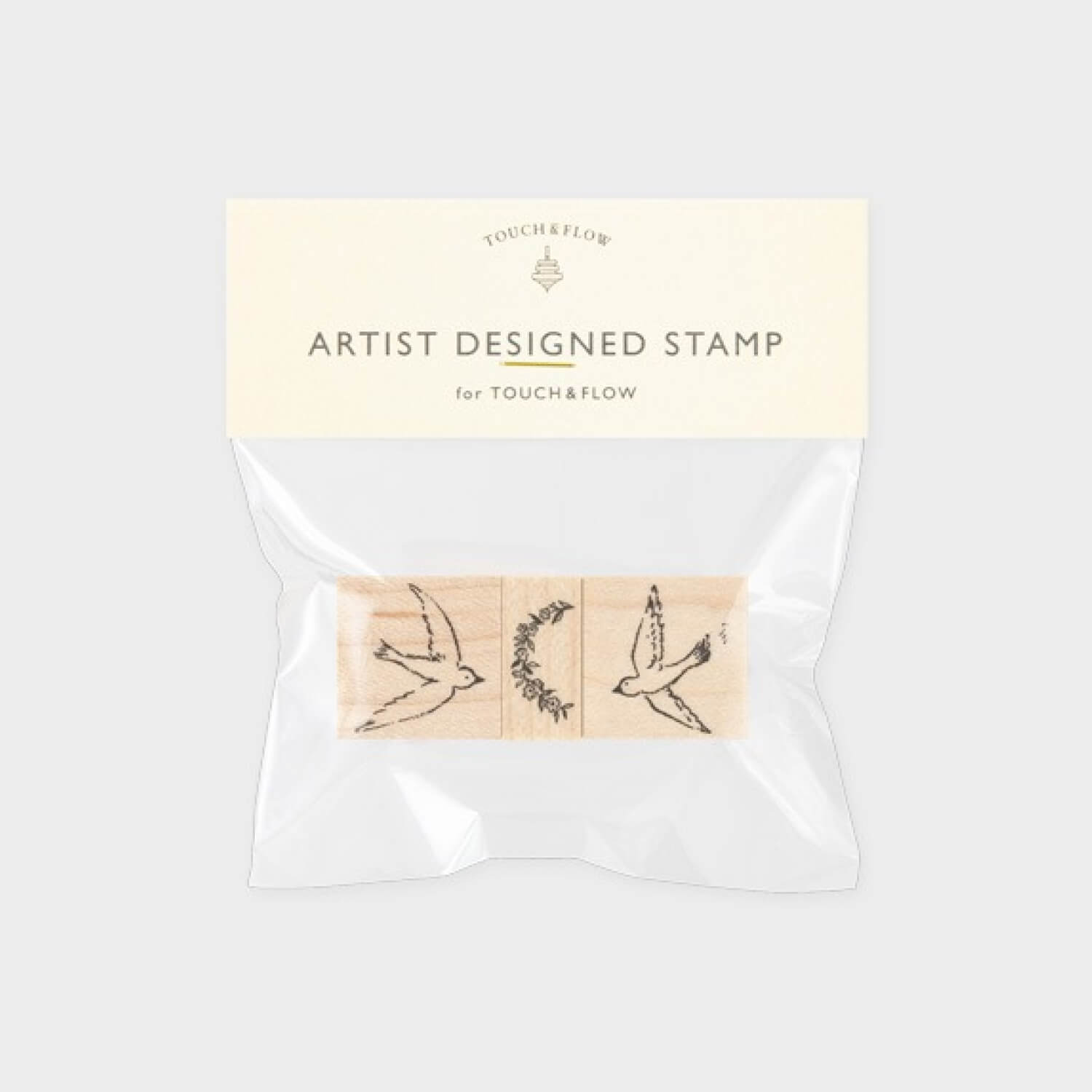 Touch and Flow × Mori Ringo Stamp Set – Birds and Garland (3-piece)
